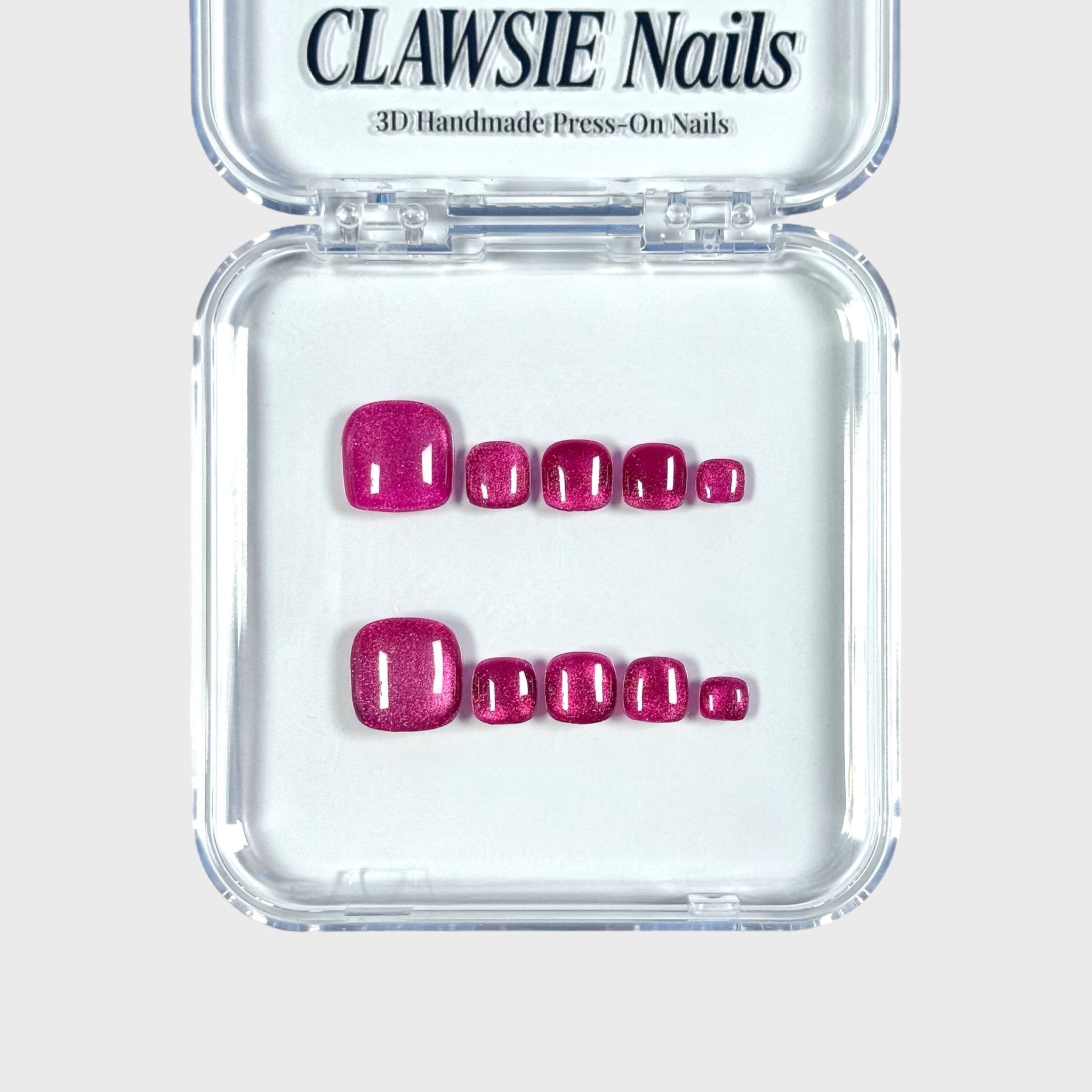 Cat - eye Cherry | 3D Handmade Reusable Press - on Nails | CLAWSIE Nails