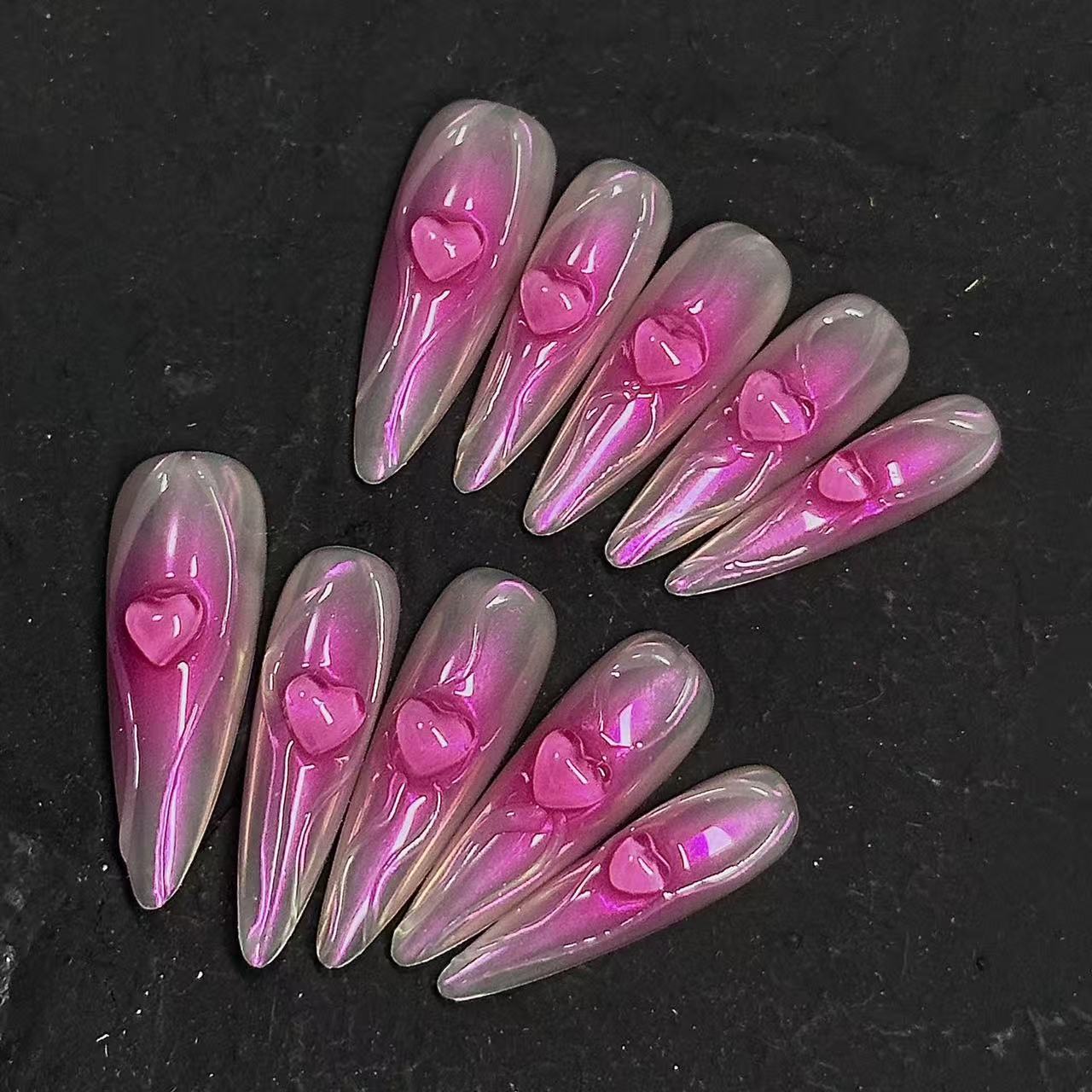 Chameleon Pink | 3D Handmade Reusable Press - on Nails | CLAWSIE Nails