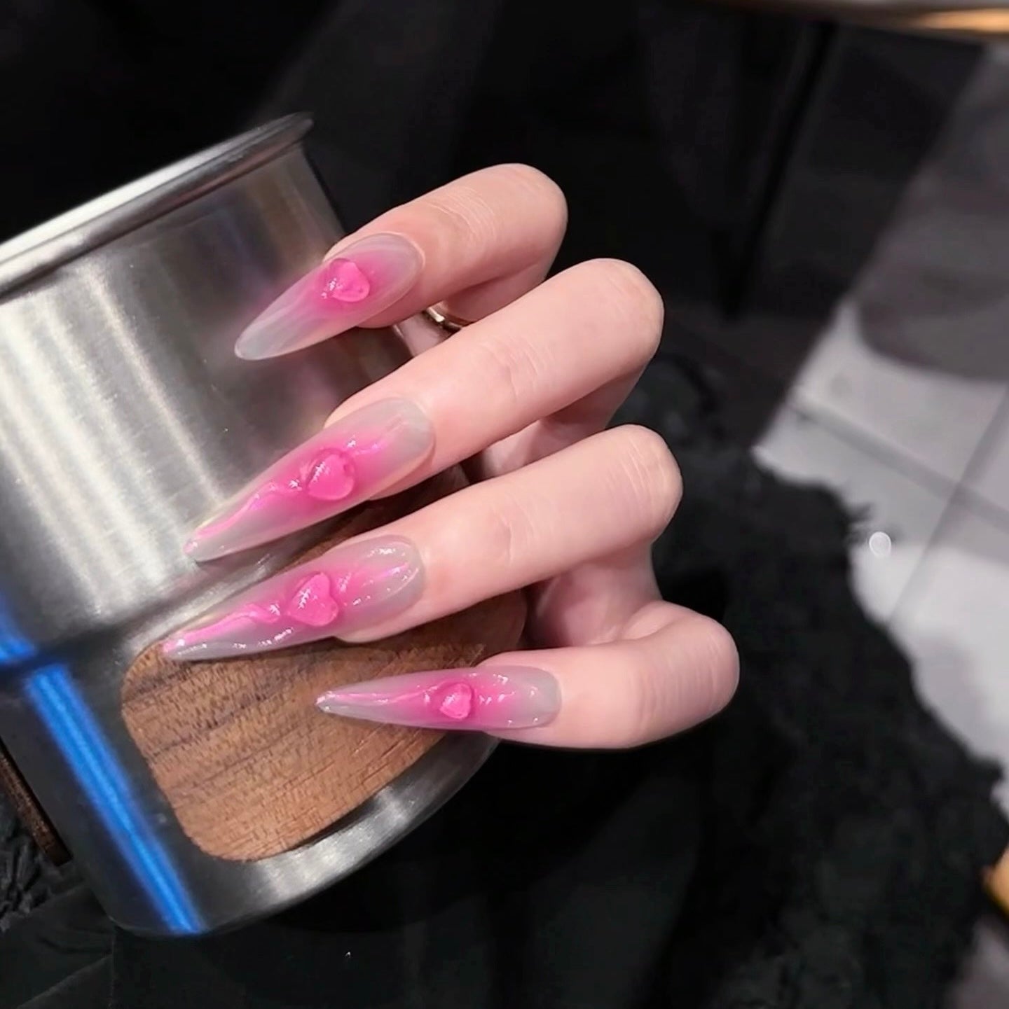 Chameleon Pink | 3D Handmade Reusable Press - on Nails | CLAWSIE Nails