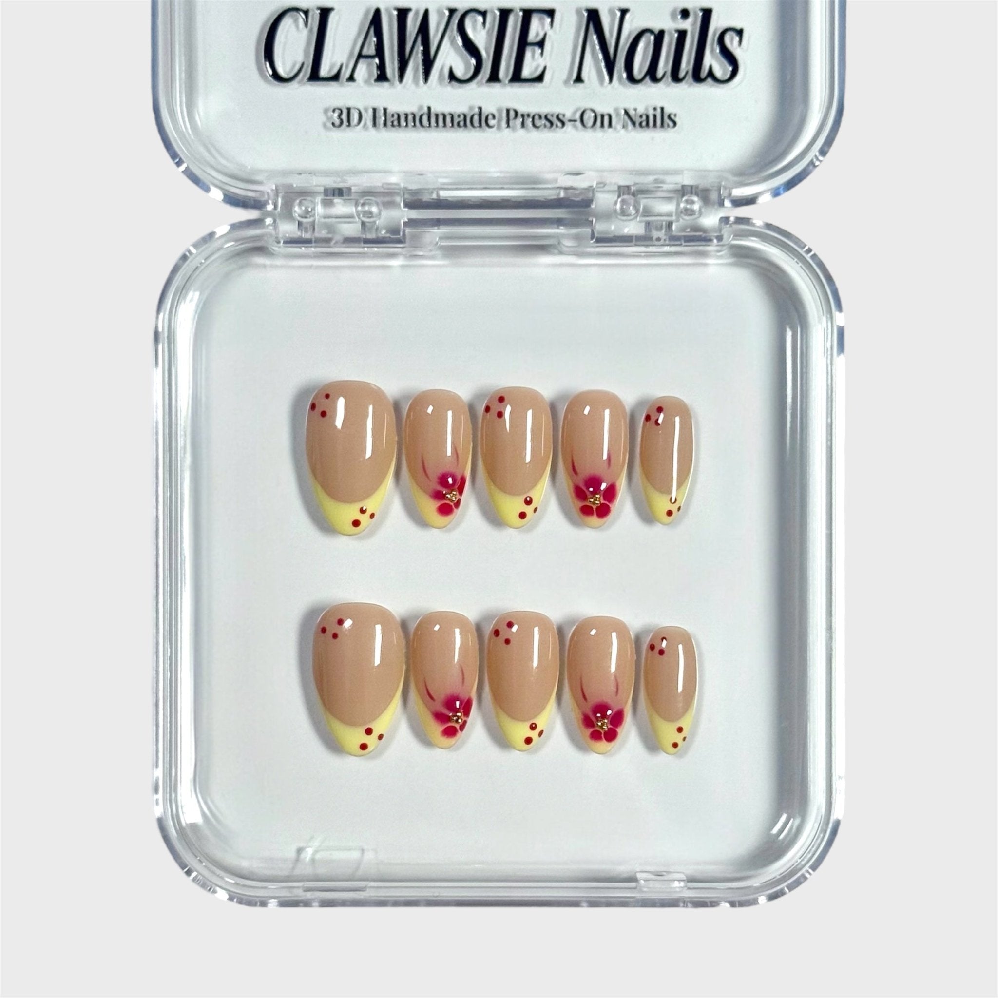 Cherry Bloom | 3D Handmade Reusable Press-on Nails | CLAWSIE Nails
