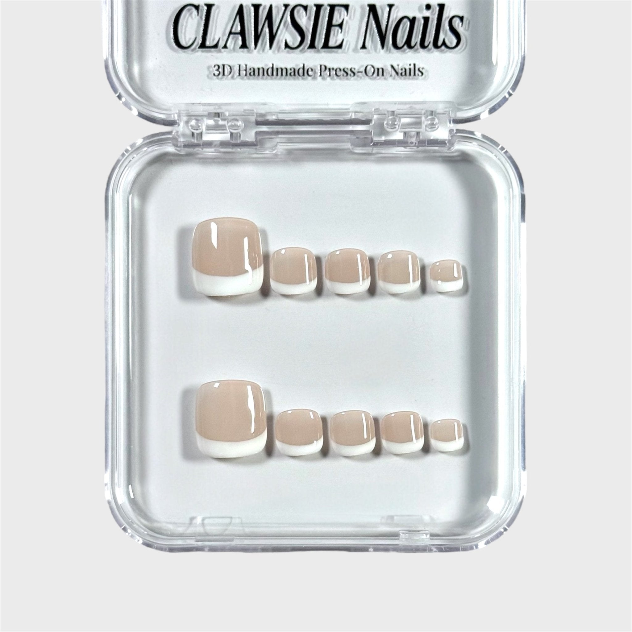 Classic French | 3D Handmade Reusable Press-on Nails | CLAWSIE Nails