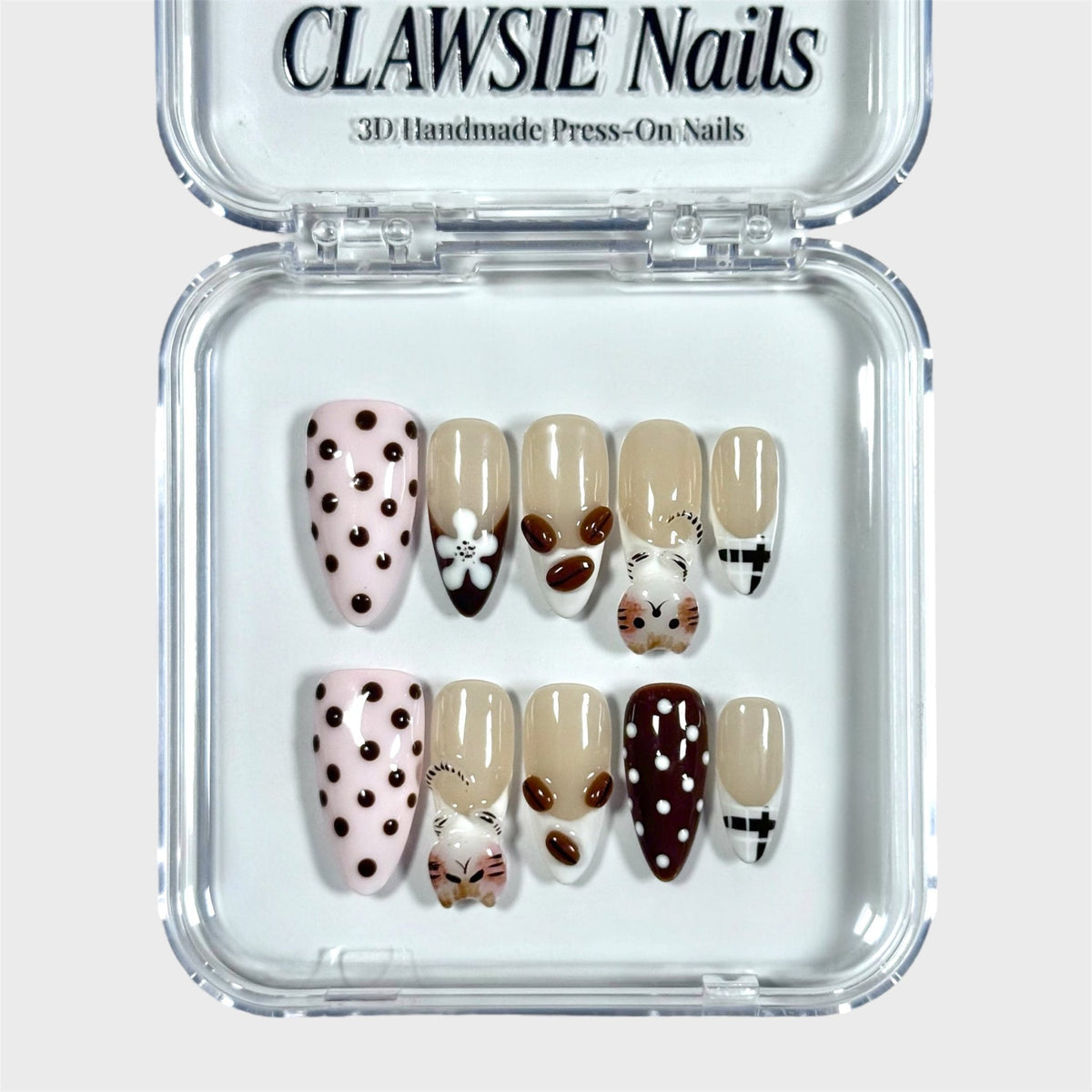 Cocoa Paws | 3D Handmade Reusable Press-on Nails | CLAWSIE Nails