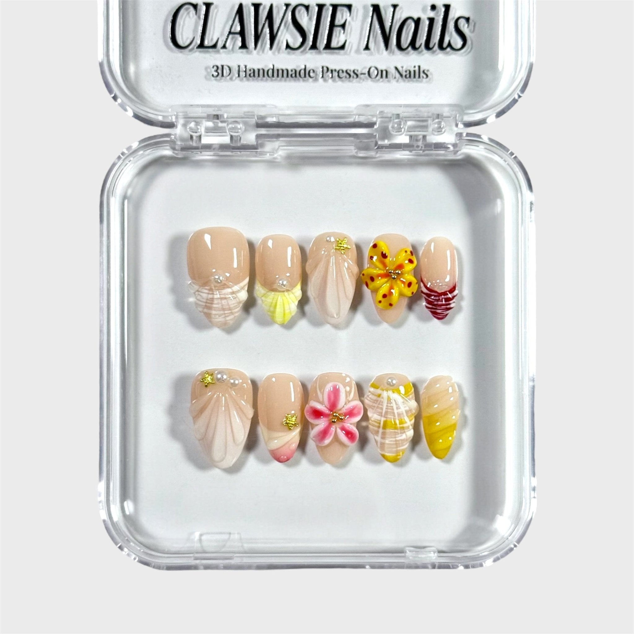 Coral Sunset | 3D Handmade Reusable Press-on Nails | CLAWSIE Nails