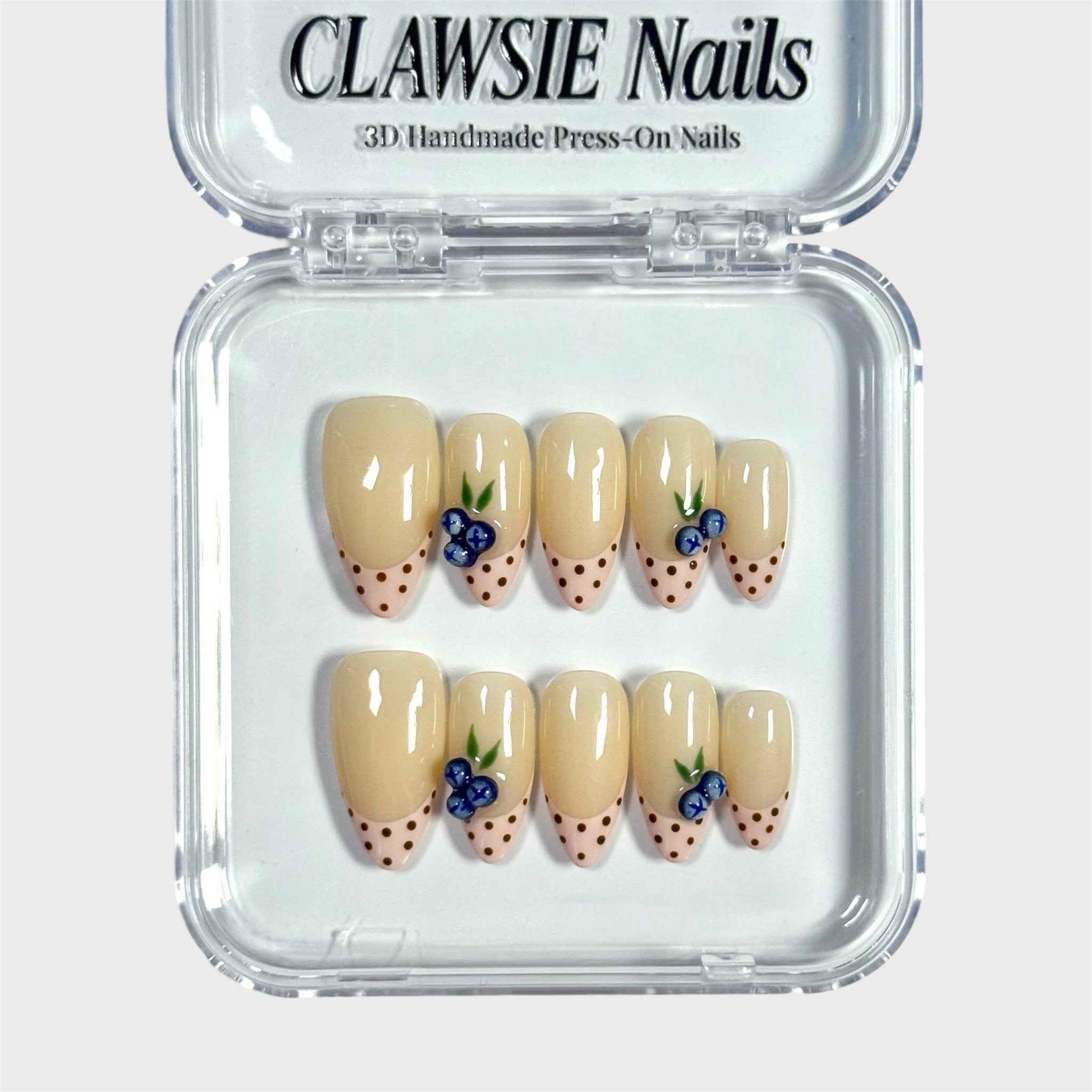 Creamy Blueberry | 3D Handmade Reusable Press-on Nails | CLAWSIE Nails