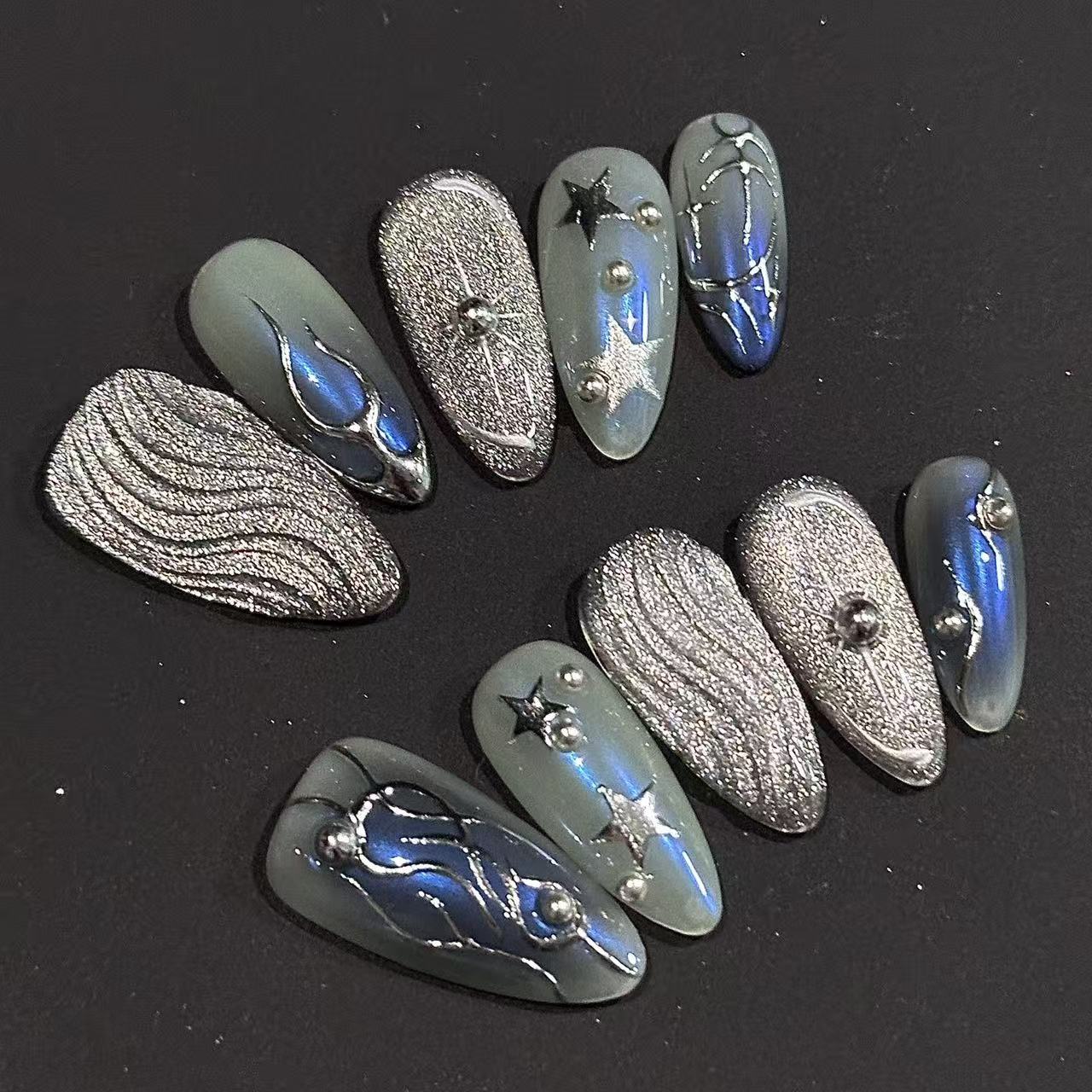 Cyber Silk | 3D Handmade Reusable Press - on Nails | CLAWSIE Nails