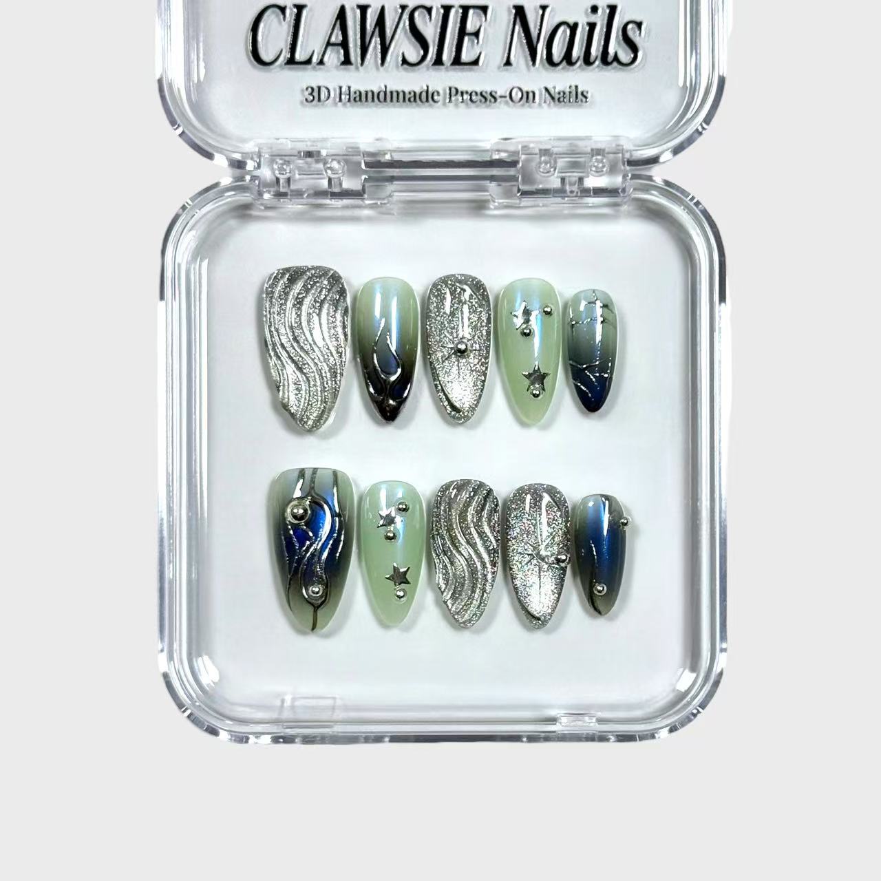 Cyber Silk | 3D Handmade Reusable Press - on Nails | CLAWSIE Nails