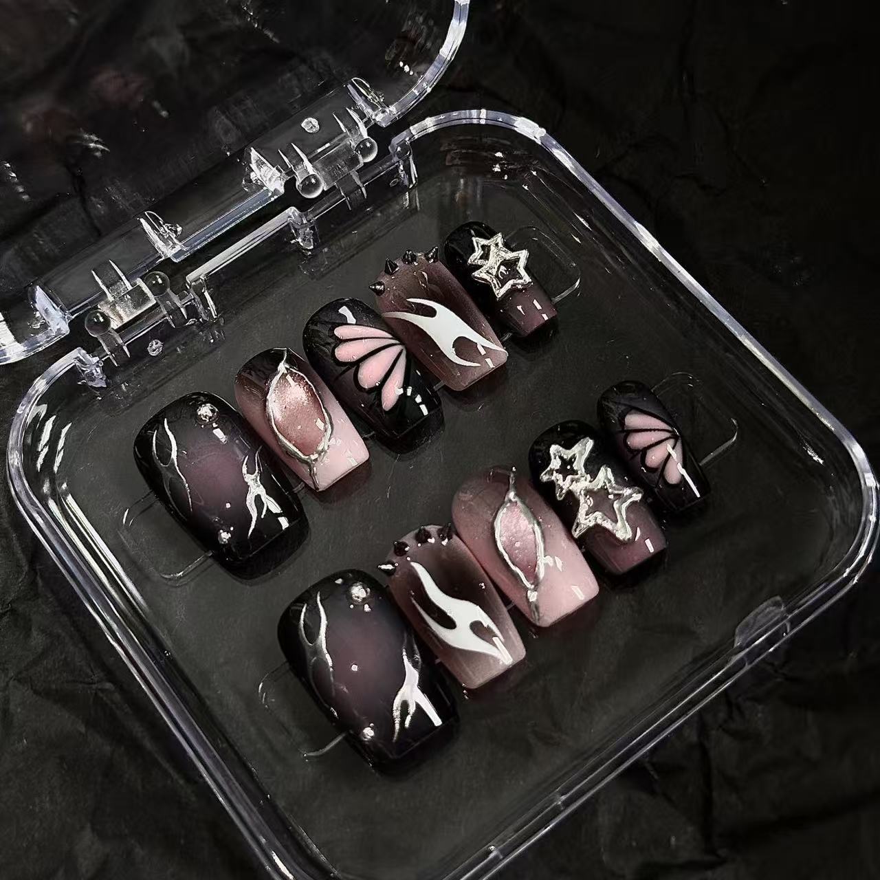 Elyra | 3D Handmade Reusable Press - on Nails | CLAWSIE Nails