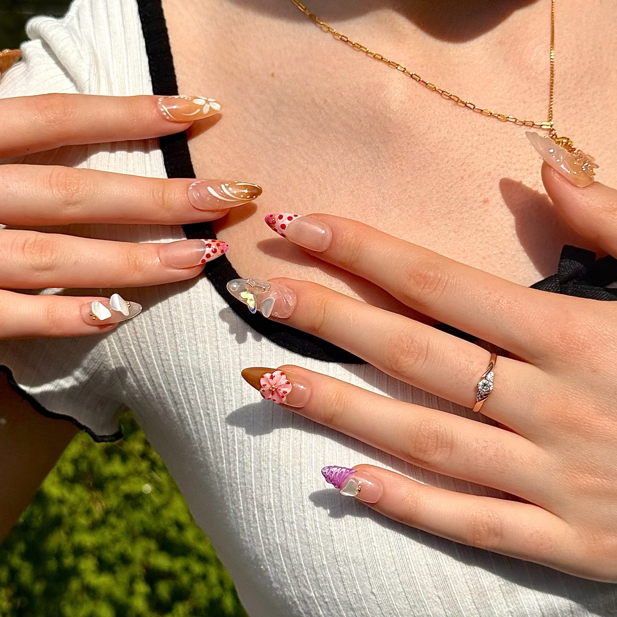 Golden Hour | 3D Handmade Reusable Press - on Nails | CLAWSIE Nails