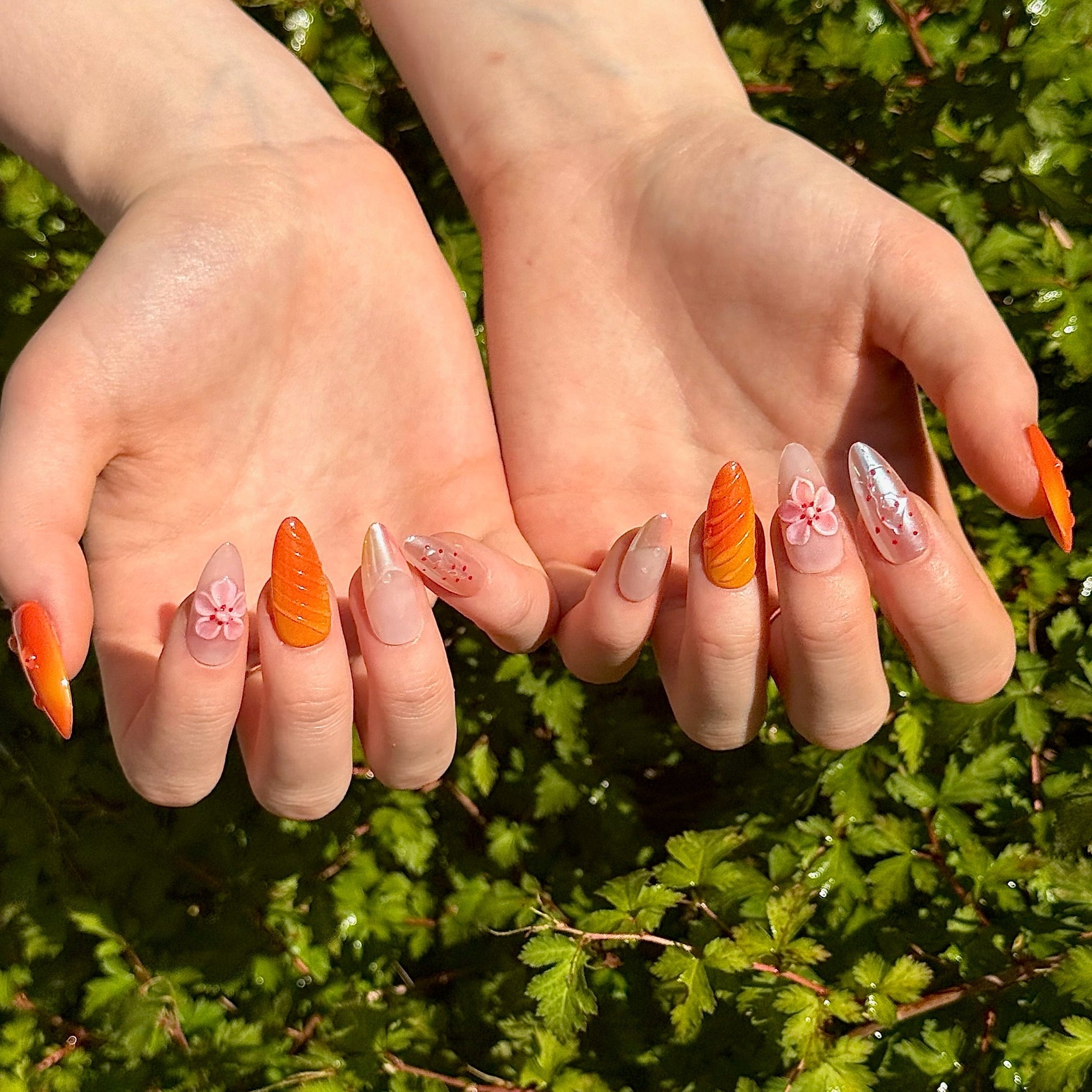 Golden Hour | 3D Handmade Reusable Press - on Nails | CLAWSIE Nails