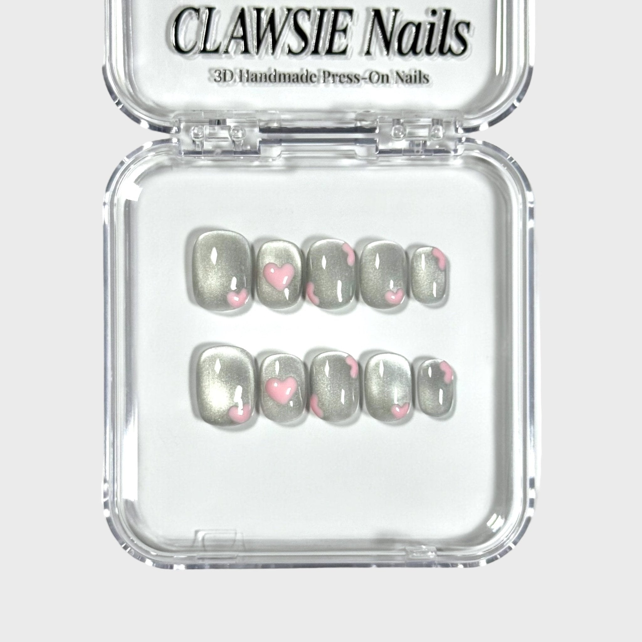 Heartbeat | 3D Handmade Reusable Press - on Nails | CLAWSIE Nails