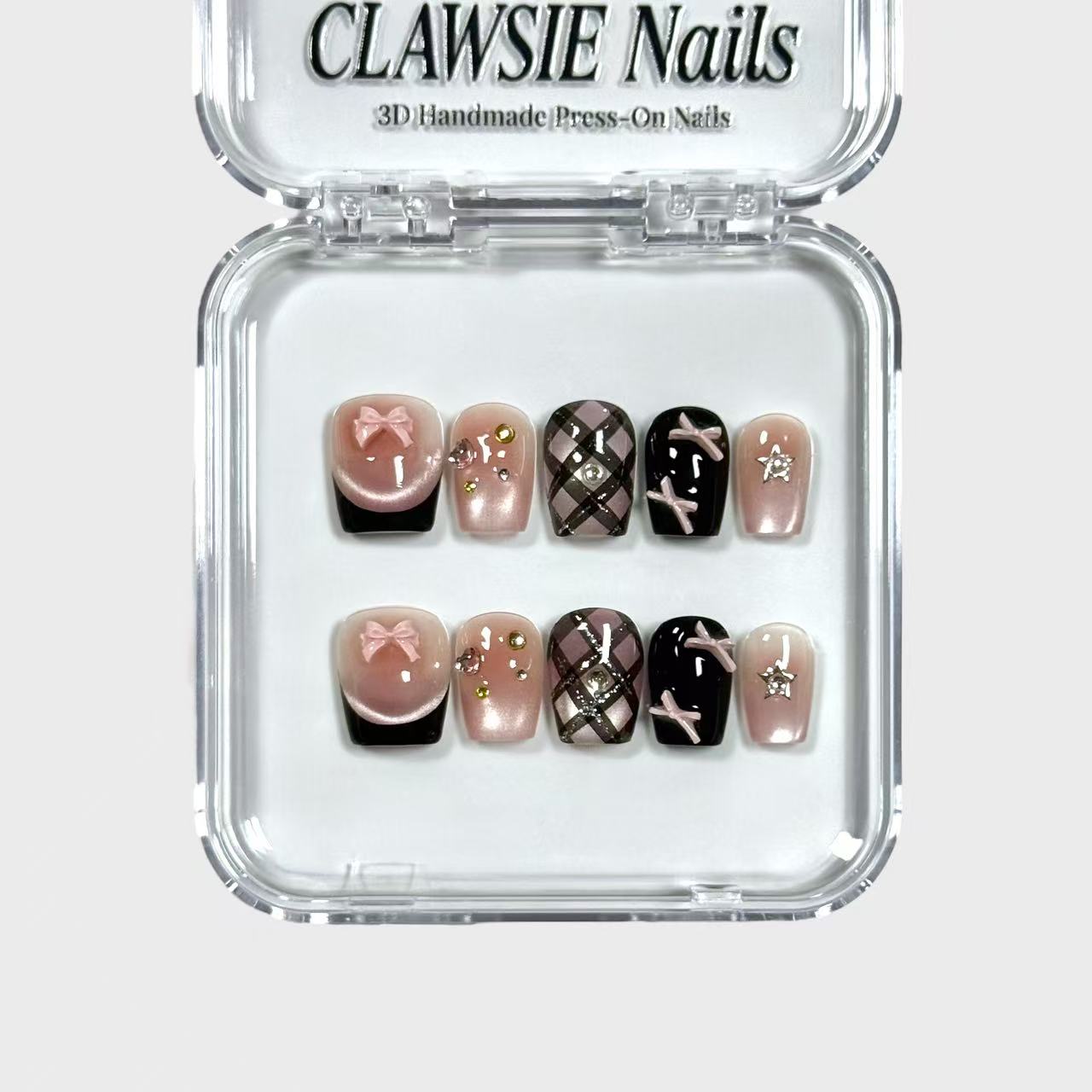 Lacelle | 3D Handmade Reusable Press - on Nails | CLAWSIE Nails