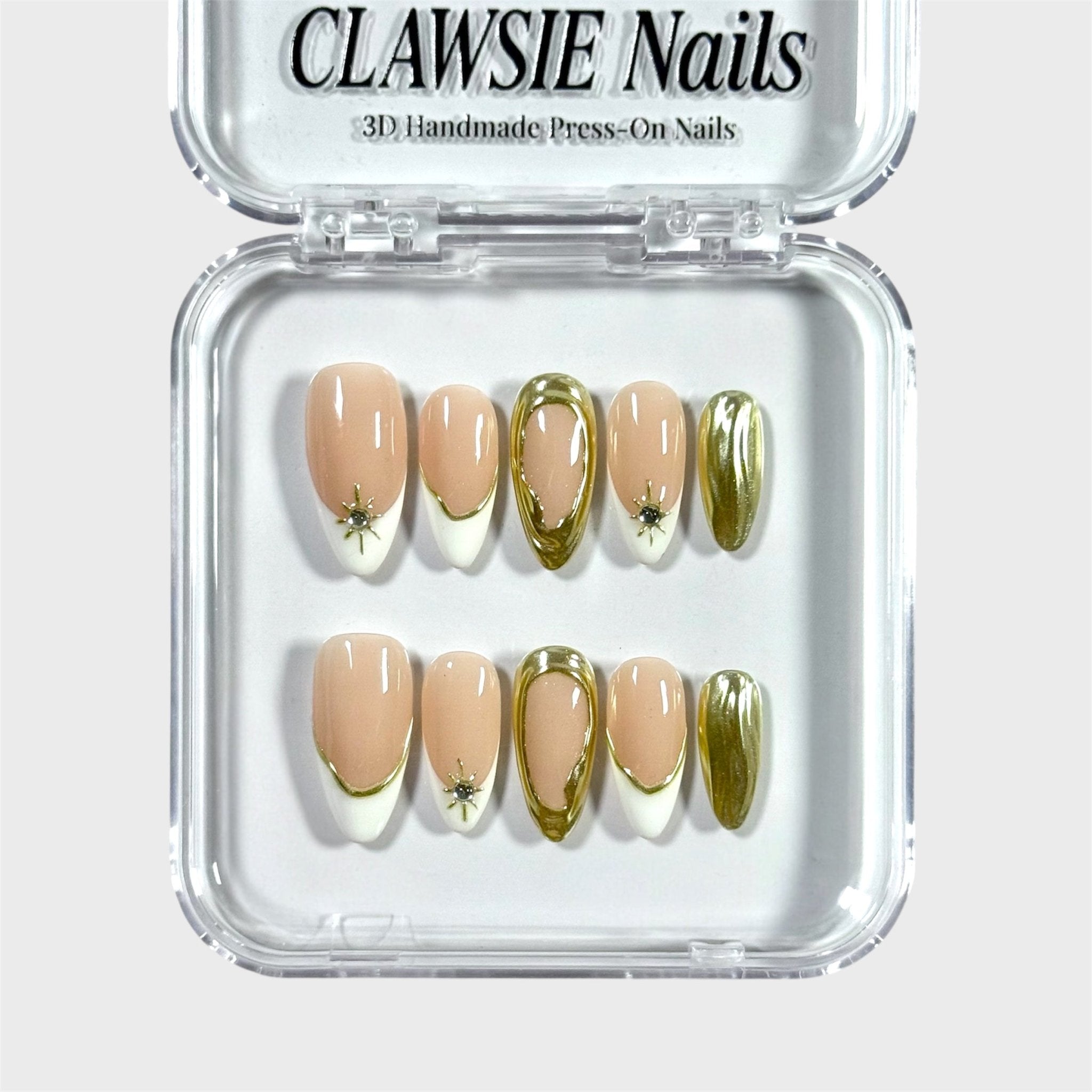 Liquid Gold | 3D Handmade Reusable Press-on Nails | CLAWSIE Nails