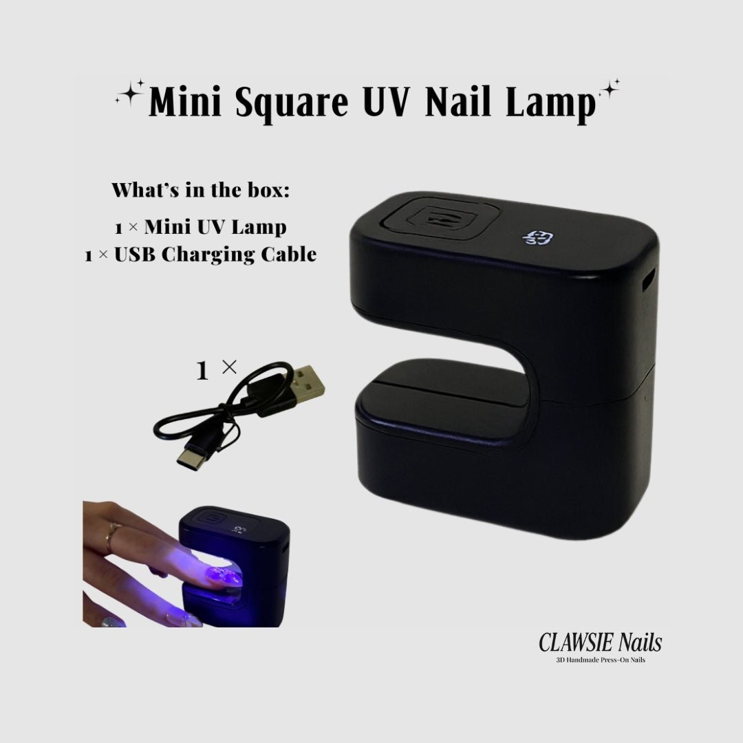 Mini Square UV Nail Lamp (Cordless & USB Rechargeable) | Press - on Nails by CLAWSIE Nails