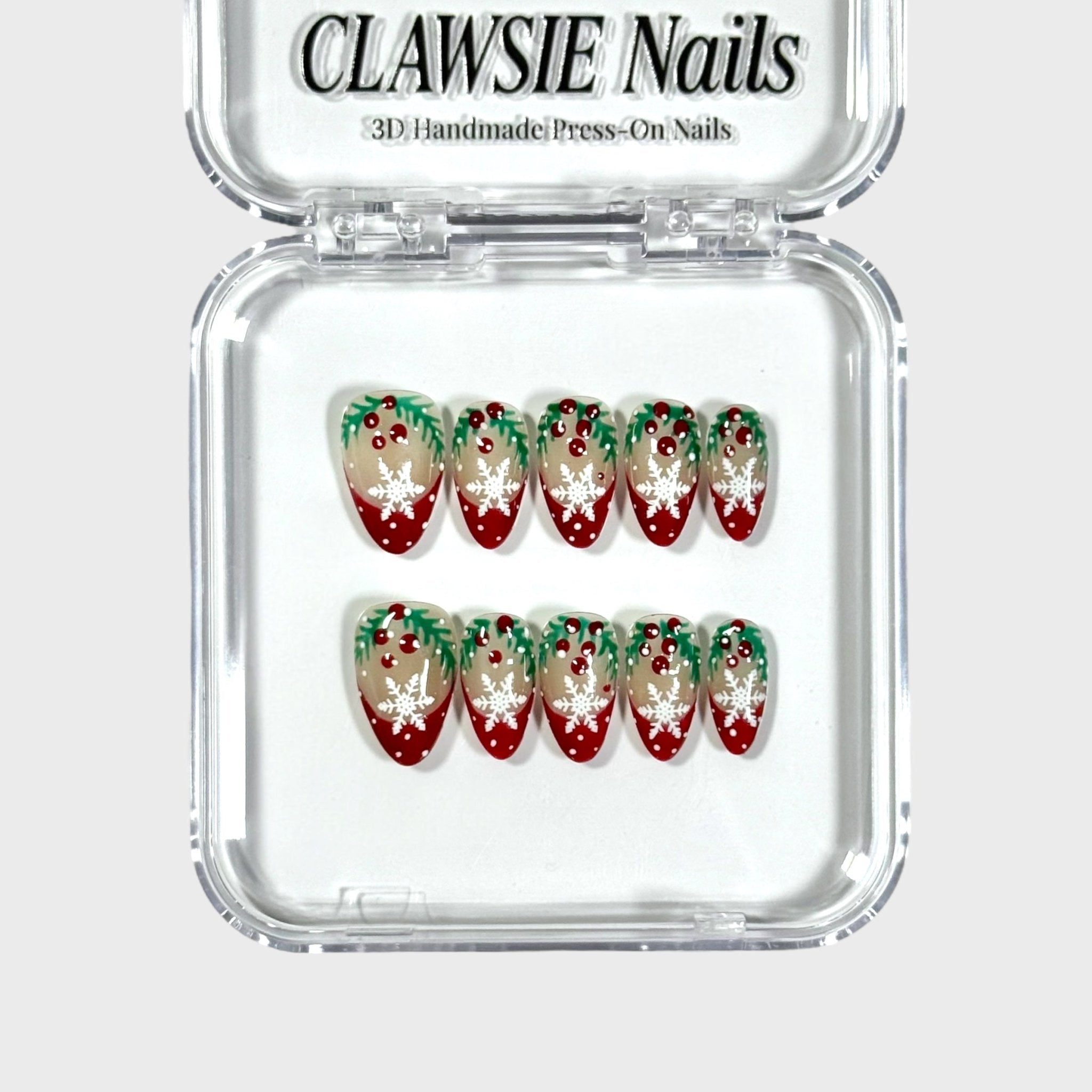 Mistletoe | 3D Handmade Reusable Press - on Nails | CLAWSIE Nails