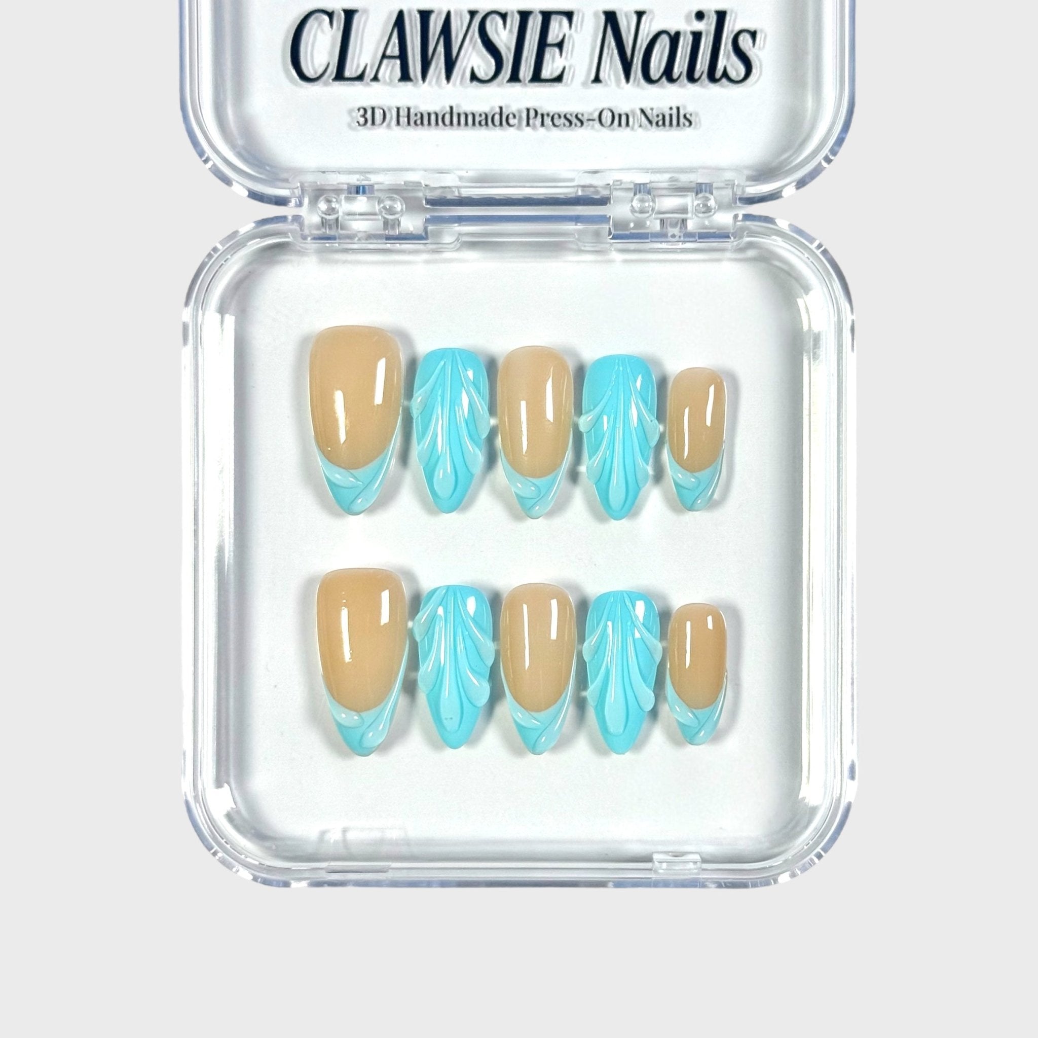 Neon blue | 3D Handmade Reusable Press - on Nails | CLAWSIE Nails