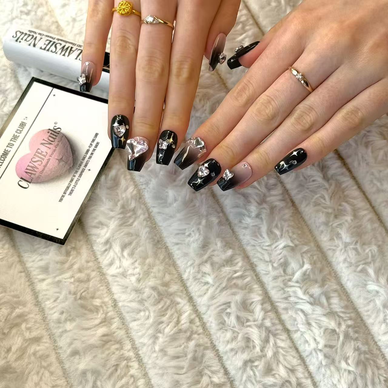 Noir | Press - on Nails by CLAWSIE Nails