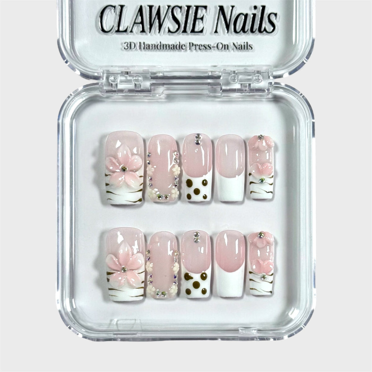 Petal Pink | 3D Handmade Reusable Press-on Nails | CLAWSIE Nails