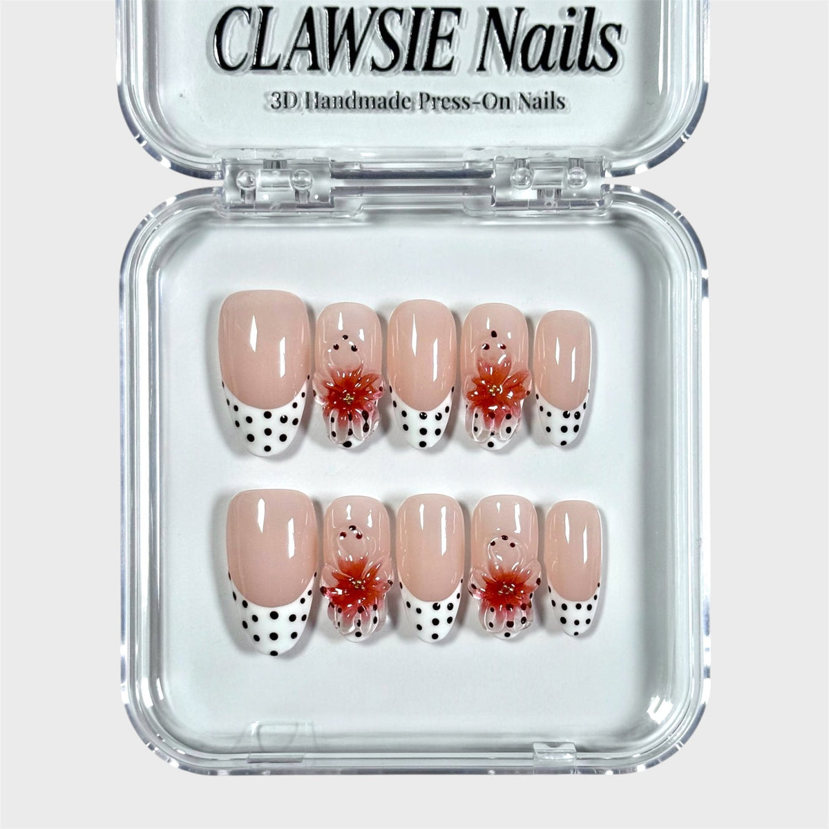 Poppy Dot | 3D Handmade Reusable Press-on Nails | CLAWSIE Nails