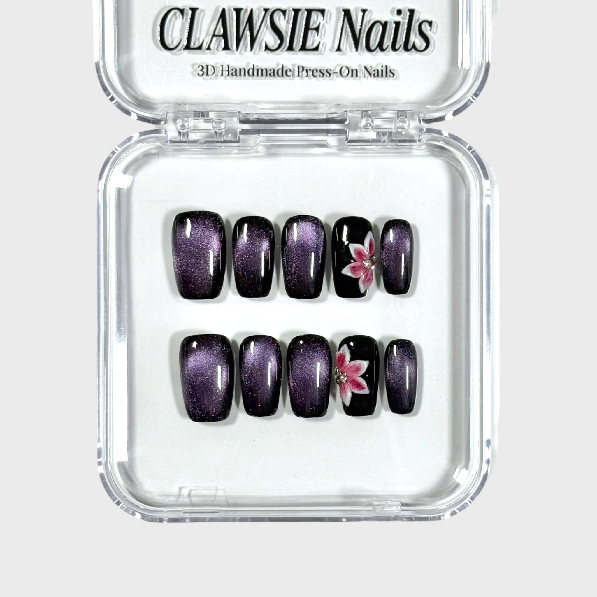 Purple Moon | 3D Handmade Reusable Press - on Nails | CLAWSIE Nails
