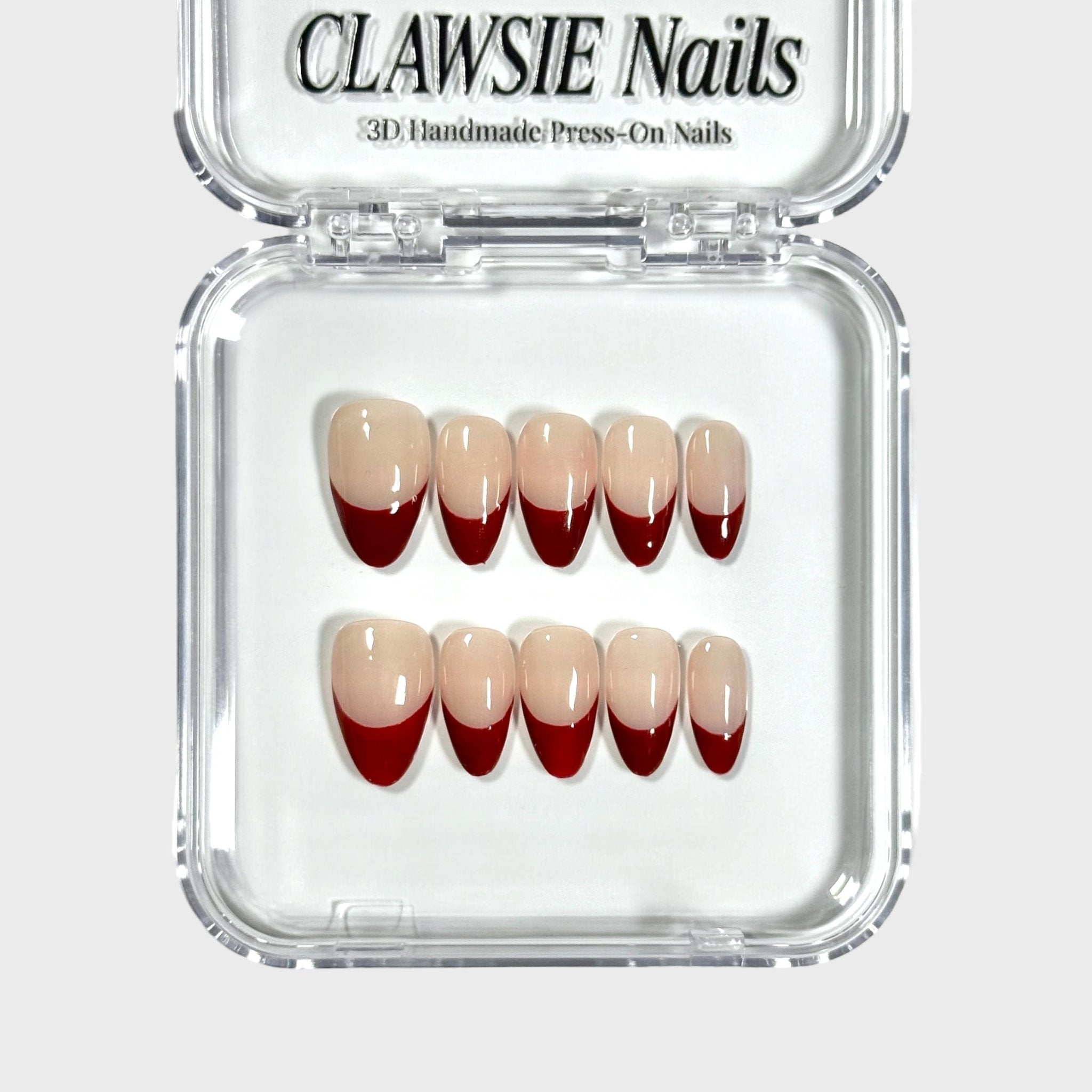 Red Wine | 3D Handmade Reusable Press - on Nails | CLAWSIE Nails