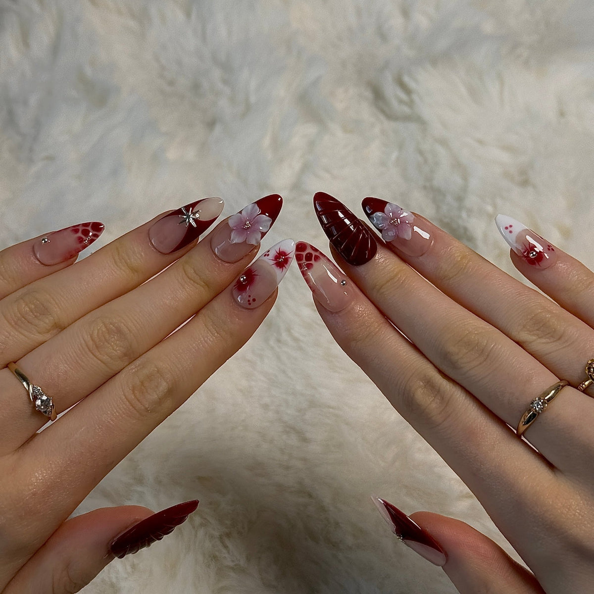 Rouge Pom | 3D Handmade Reusable Press-on Nails | CLAWSIE Nails