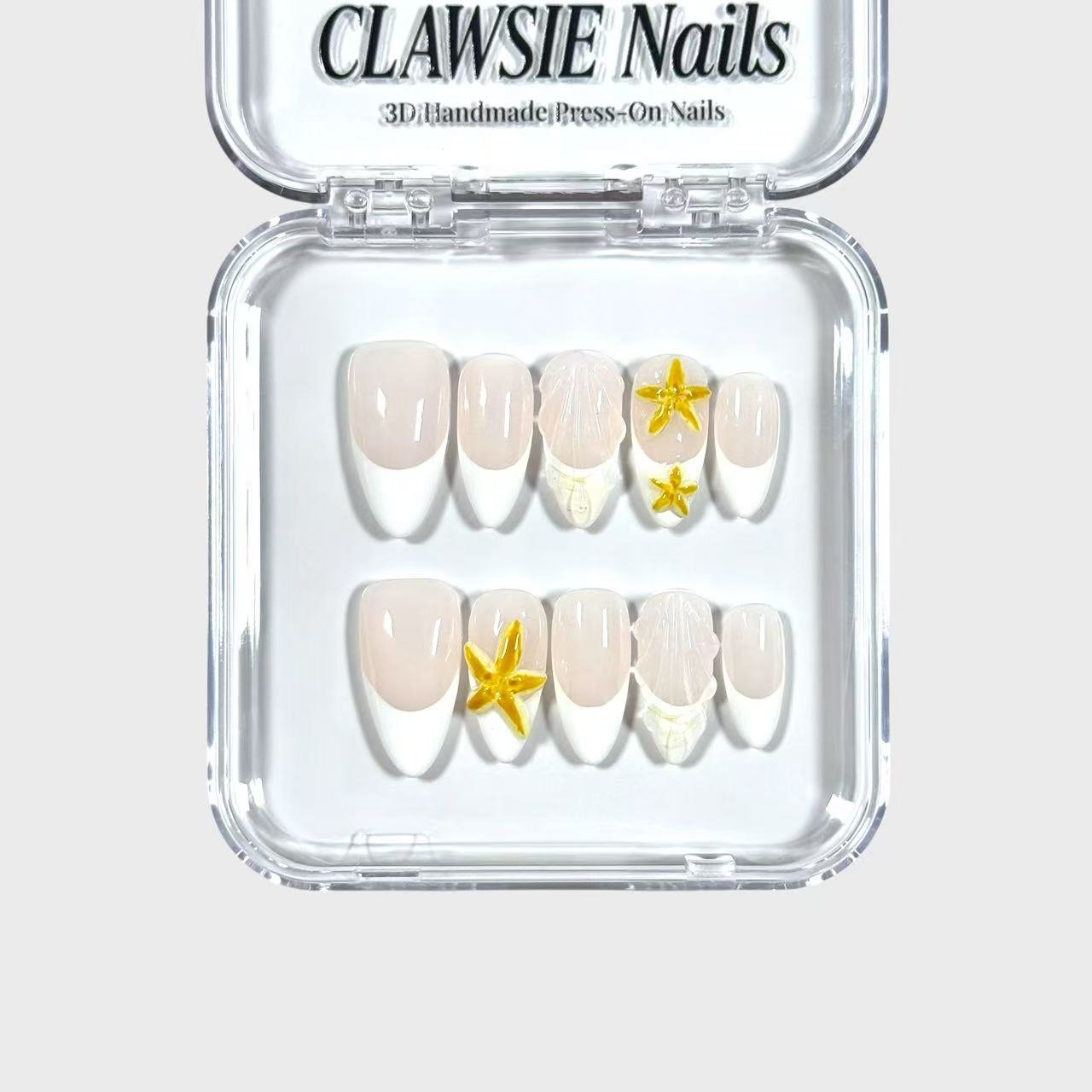Shellis | 3D Handmade Reusable Press - on Nails | CLAWSIE Nails