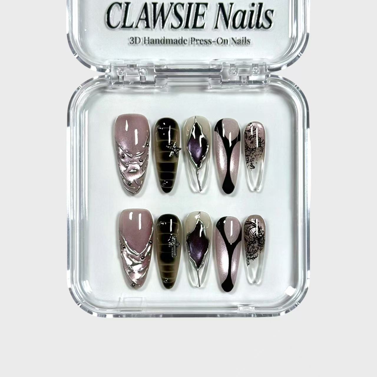 Siren | 3D Handmade Reusable Press - on Nails | CLAWSIE Nails