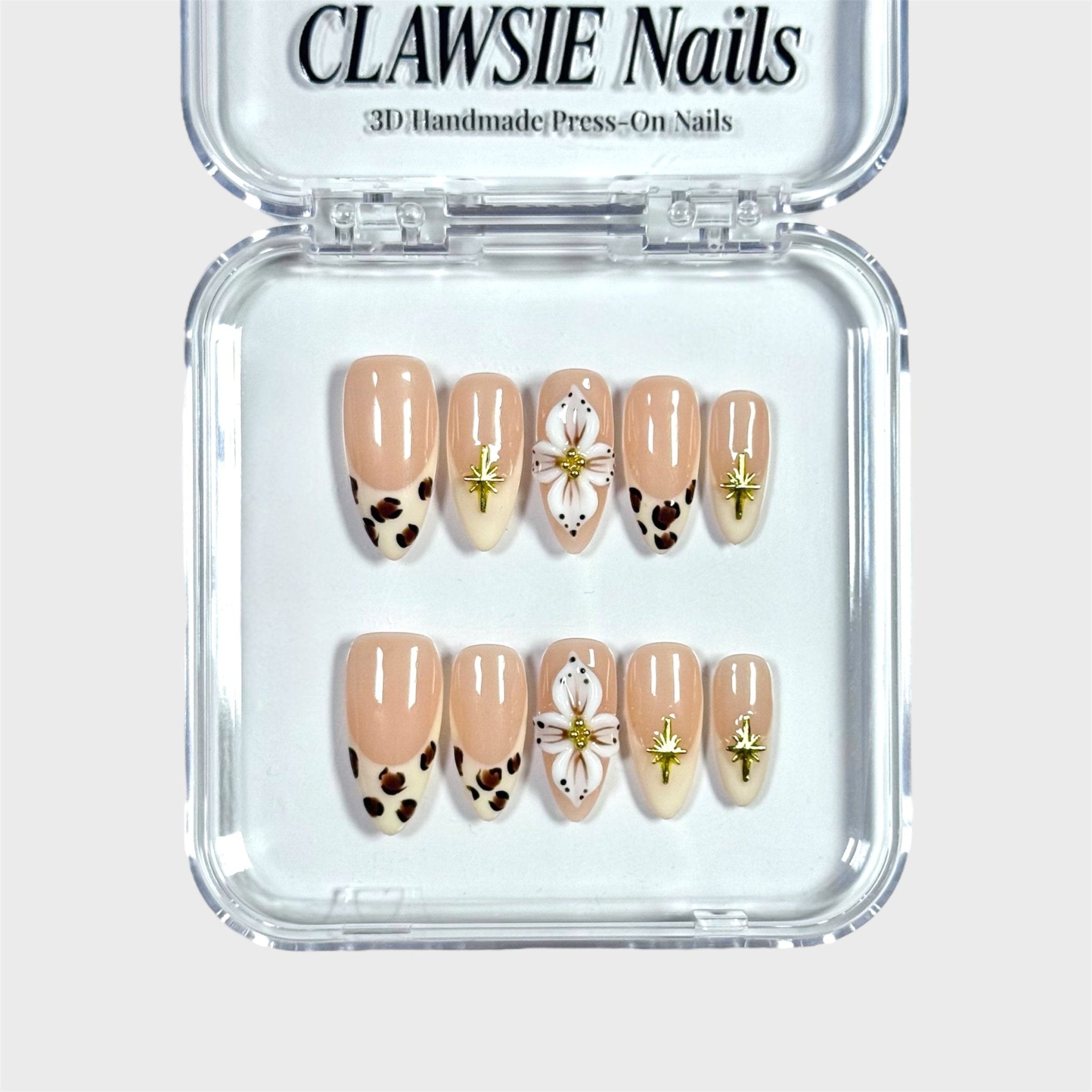 Vanilla charm | 3D Handmade Reusable Press - on Nails | CLAWSIE Nails