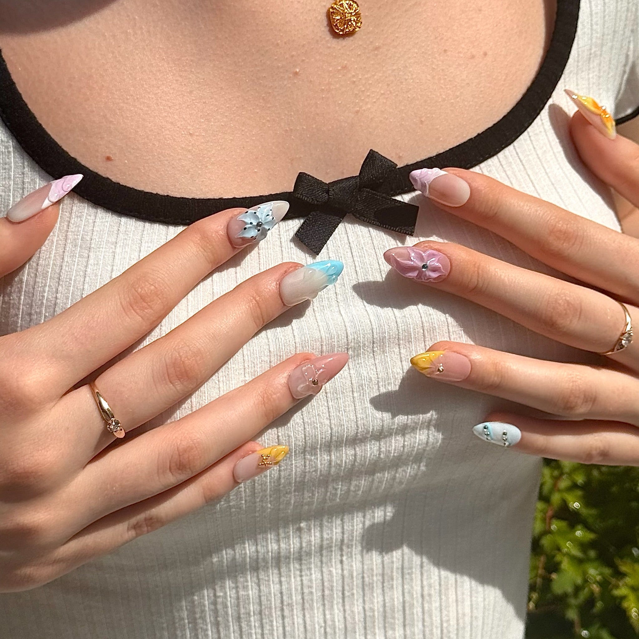 Beach Goddess | 3D Handmade Reusable Press - on Nails | CLAWSIE Nails