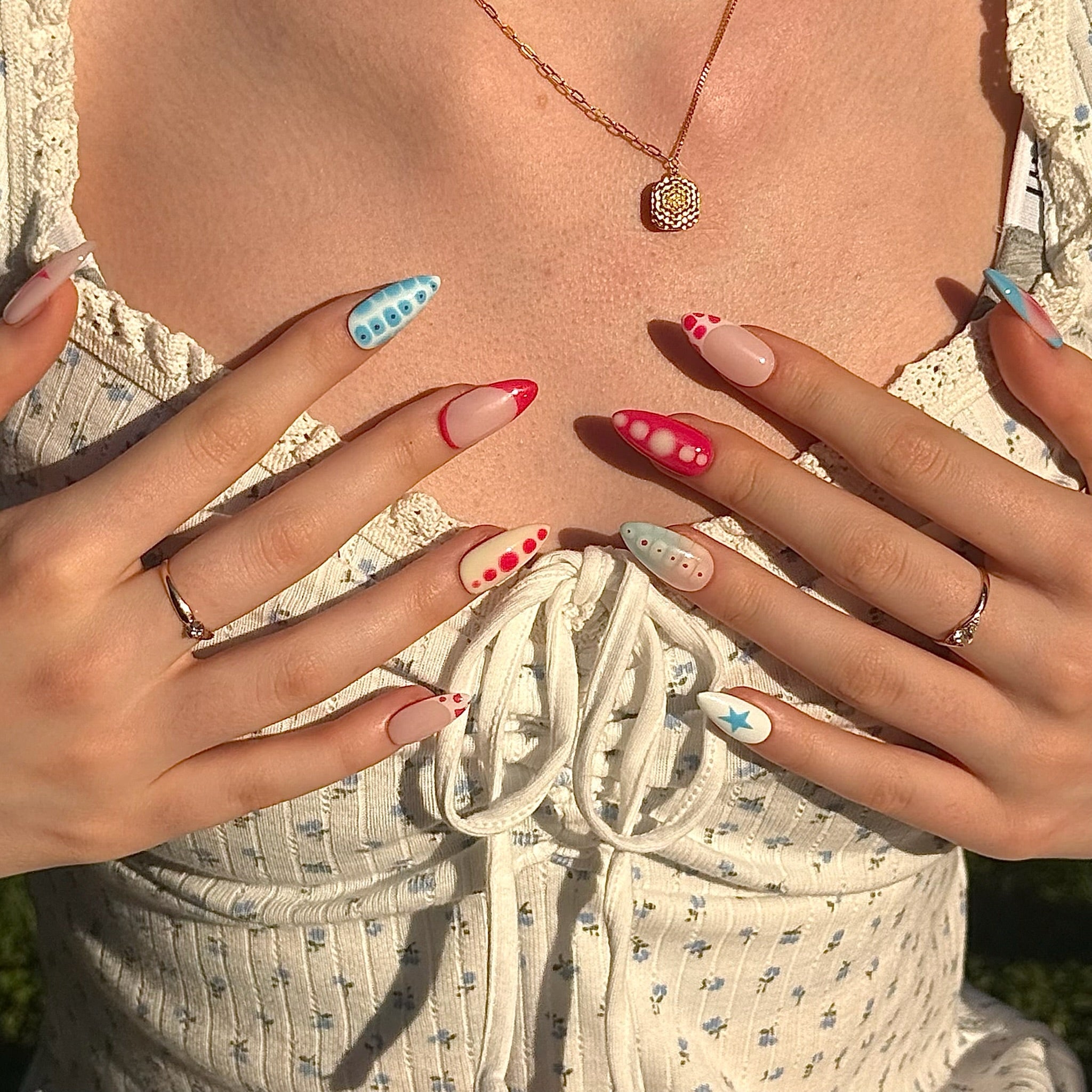 Beach Goddess | 3D Handmade Reusable Press - on Nails | CLAWSIE Nails