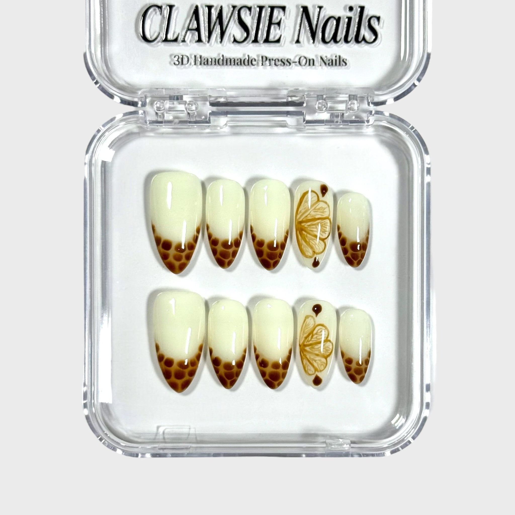 Blooming Leaf | 3D Handmade Reusable Press - on Nails | CLAWSIE Nails