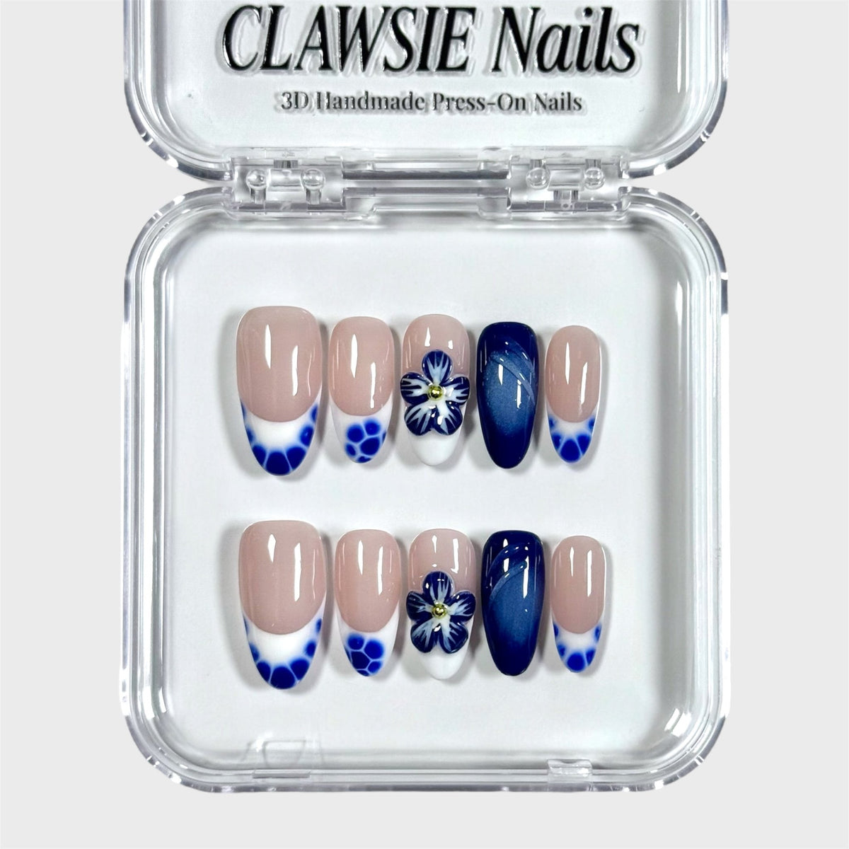 Blue Tide | 3D Handmade Reusable Press-on Nails | CLAWSIE Nails