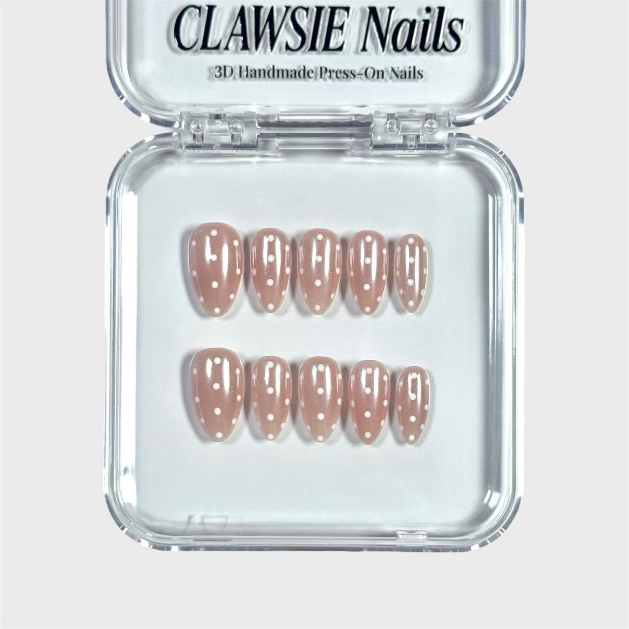 Blush dots | 3D Handmade Reusable Press - on Nails | CLAWSIE Nails