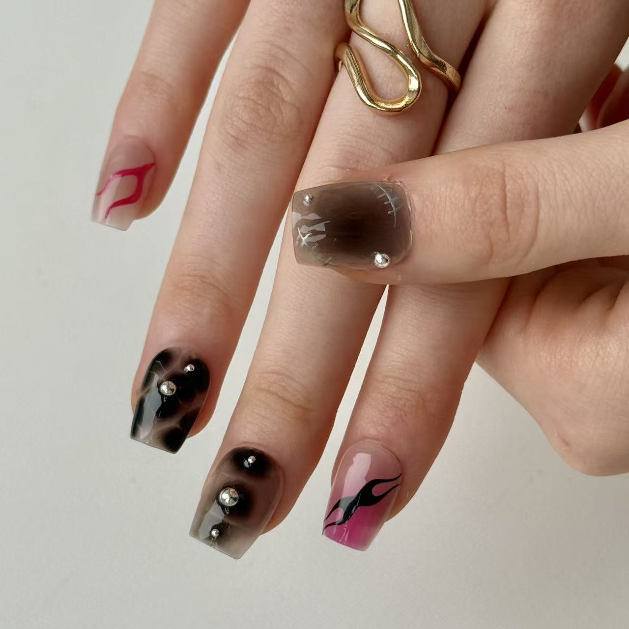 Blushcore | 3D Handmade Reusable Press - on Nails | CLAWSIE Nails