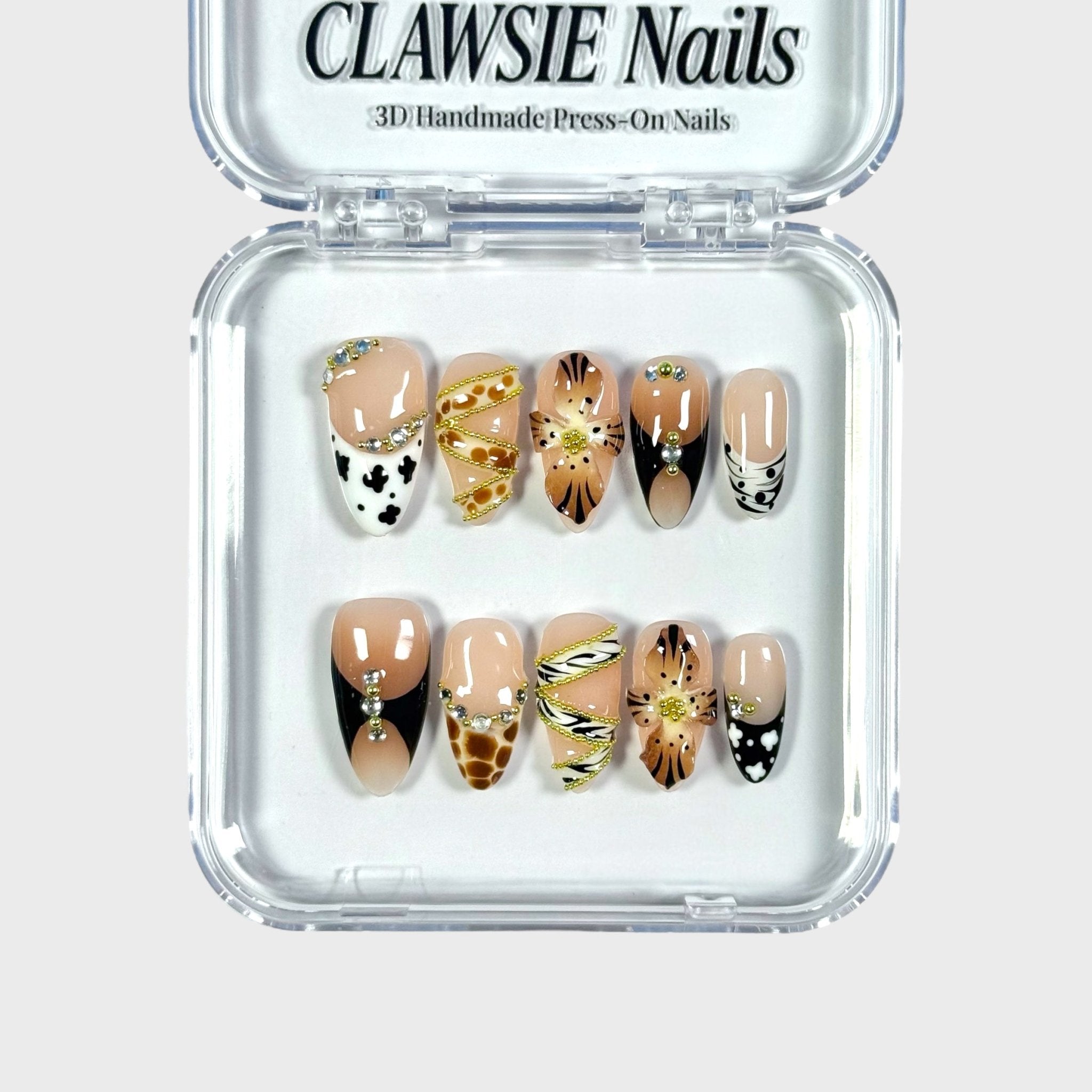 Burnt honey | 3D Handmade Reusable Press - on Nails | CLAWSIE Nails