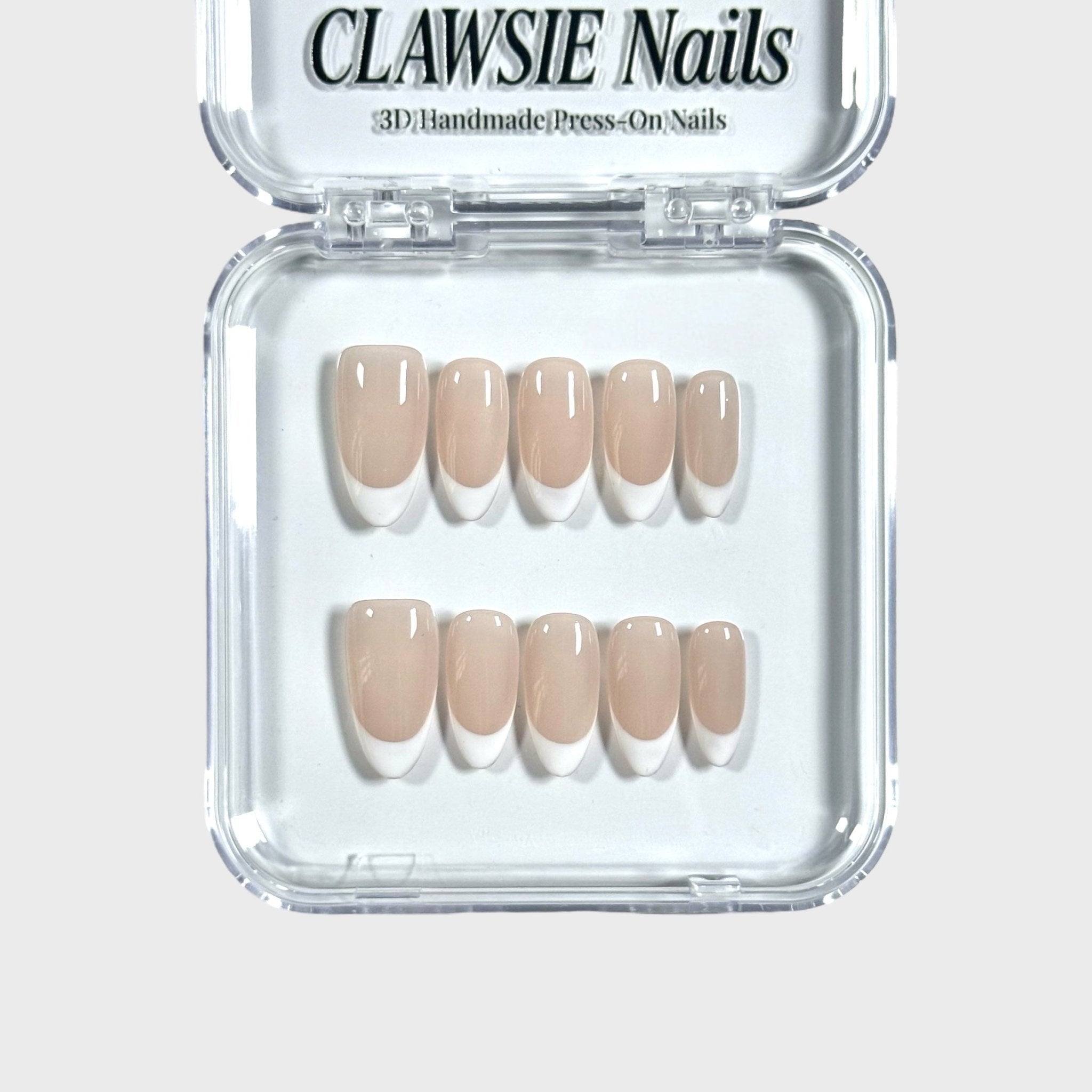 Classic french | 3D Handmade Reusable Press - on Nails | CLAWSIE Nails