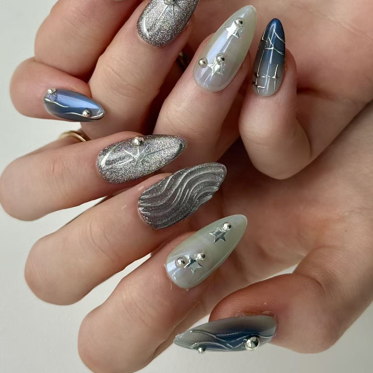 Cyber Silk | 3D Handmade Reusable Press - on Nails | CLAWSIE Nails