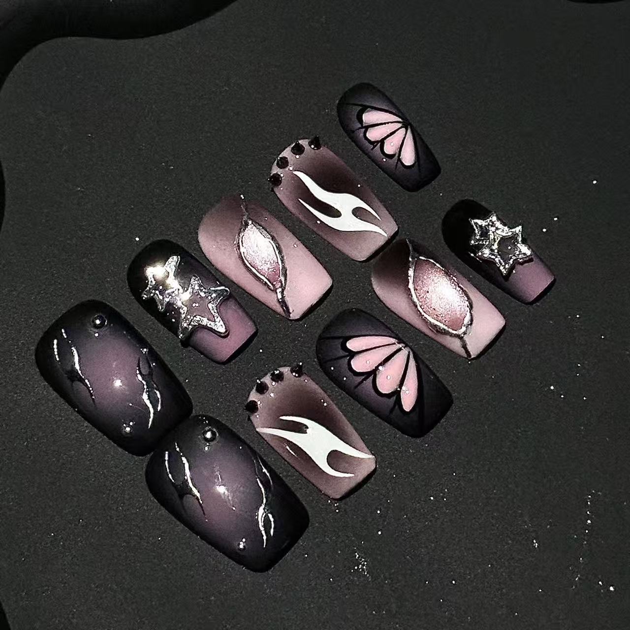 Elyra | 3D Handmade Reusable Press - on Nails | CLAWSIE Nails