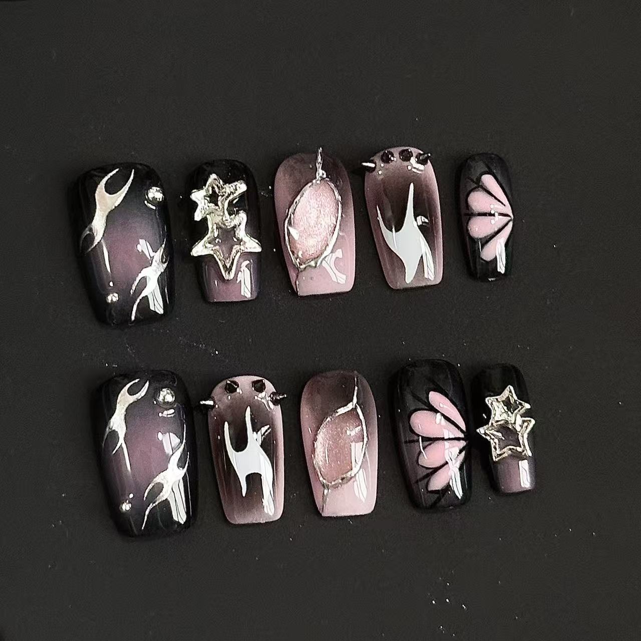 Elyra | 3D Handmade Reusable Press - on Nails | CLAWSIE Nails