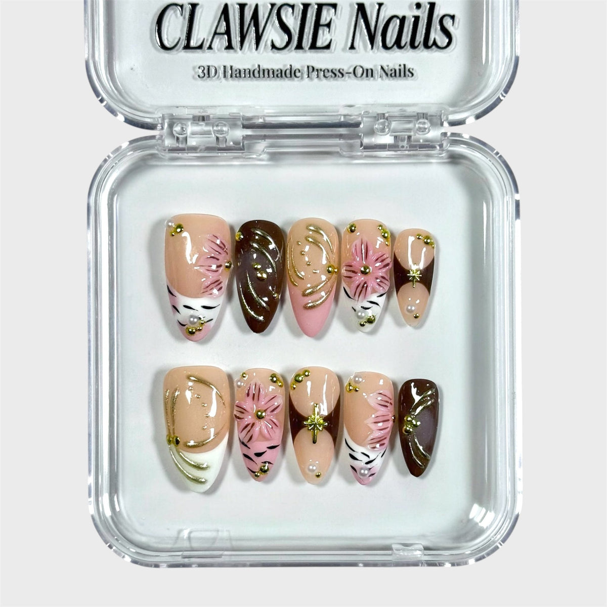 Gilded Brocade | 3D Handmade Reusable Press-on Nails | CLAWSIE Nails