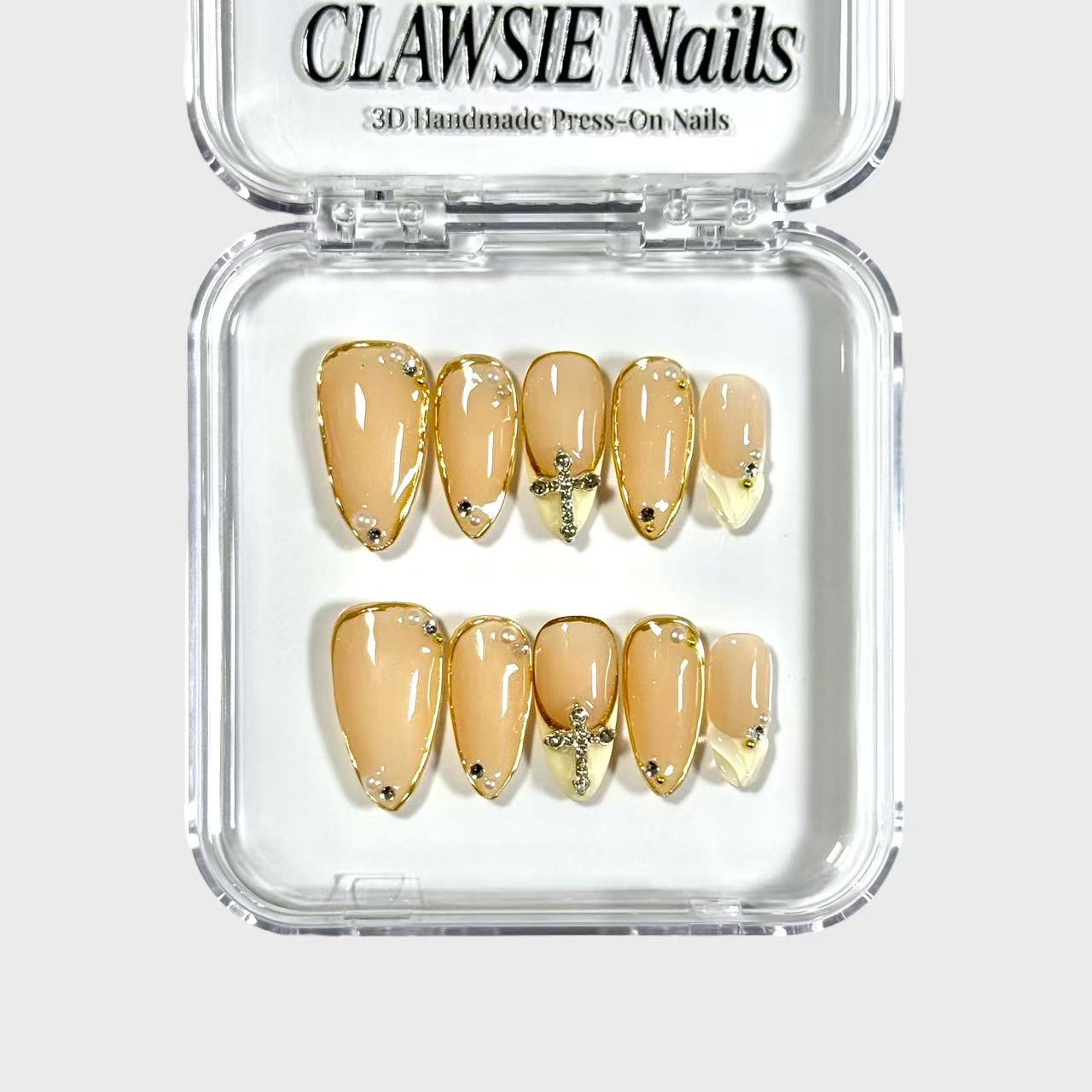 Gold Swirl | 3D Handmade Reusable Press - on Nails | CLAWSIE Nails