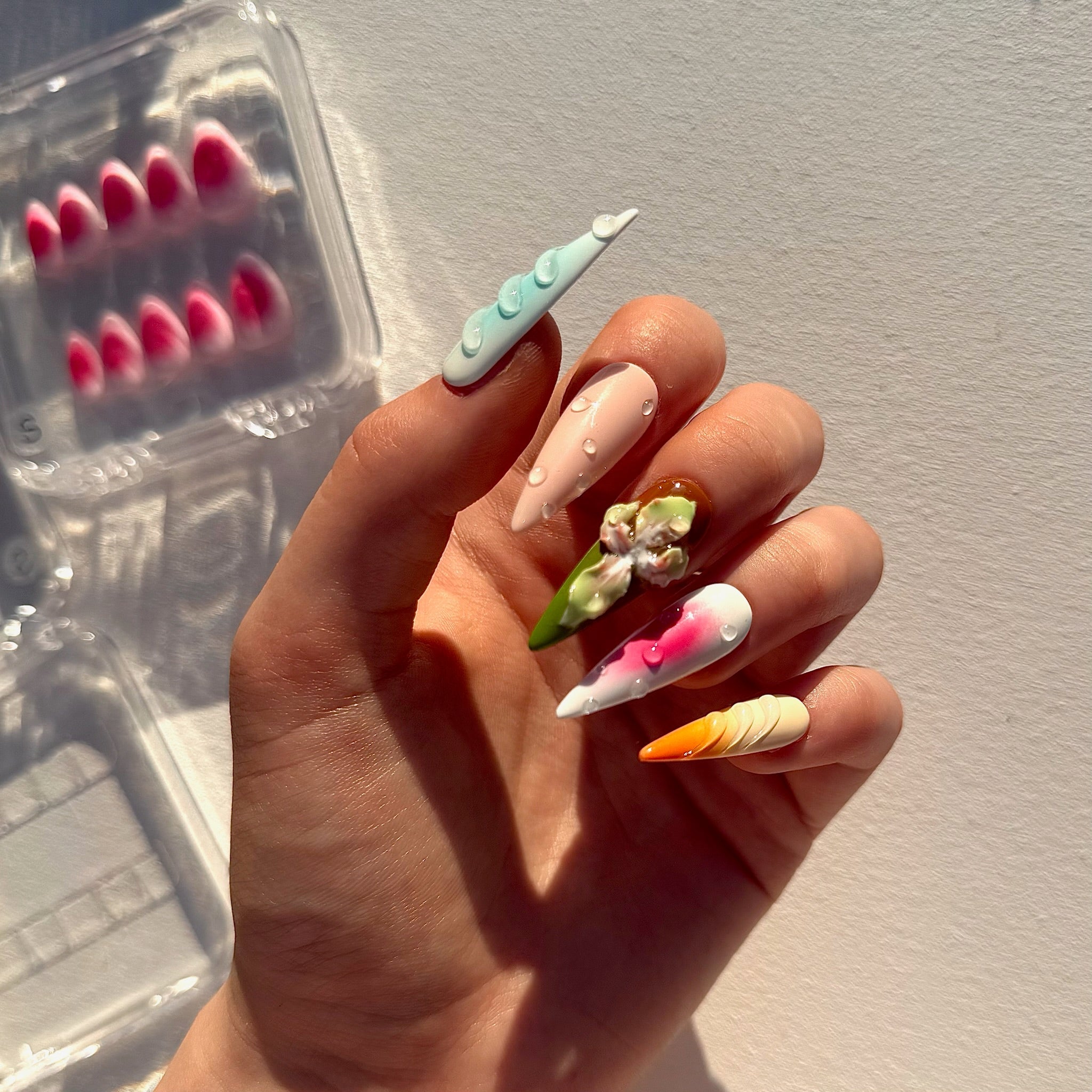 Golden Hour | 3D Handmade Reusable Press - on Nails | CLAWSIE Nails