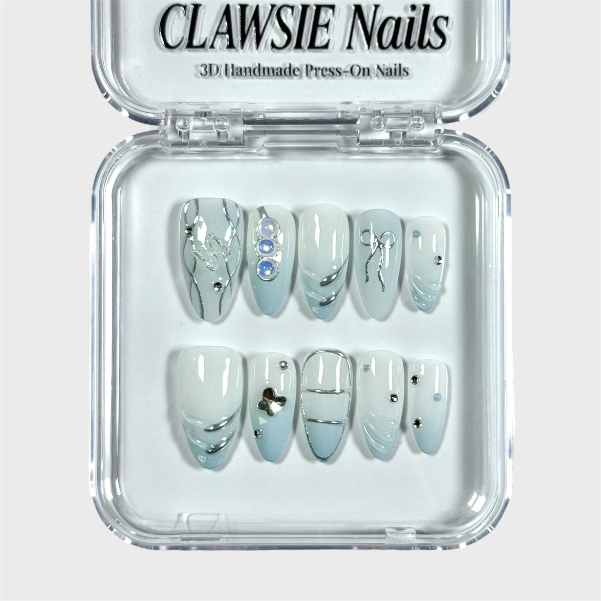 Icy Flow | 3D Handmade Reusable Press-on Nails | CLAWSIE Nails