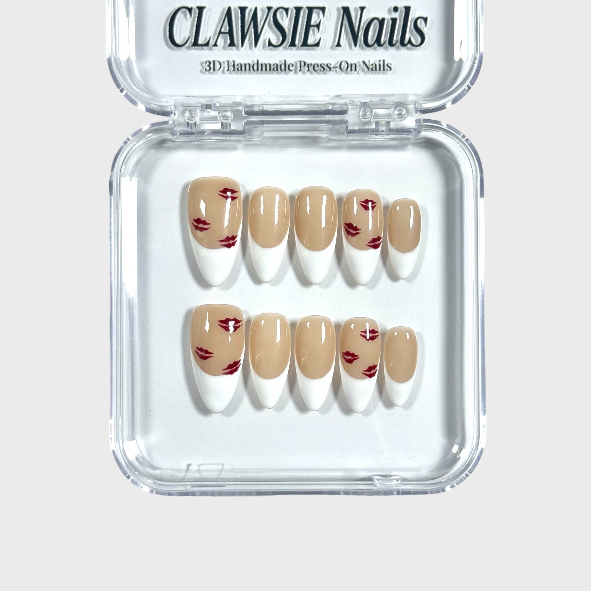 Kiss me not | 3D Handmade Reusable Press - on Nails | CLAWSIE Nails