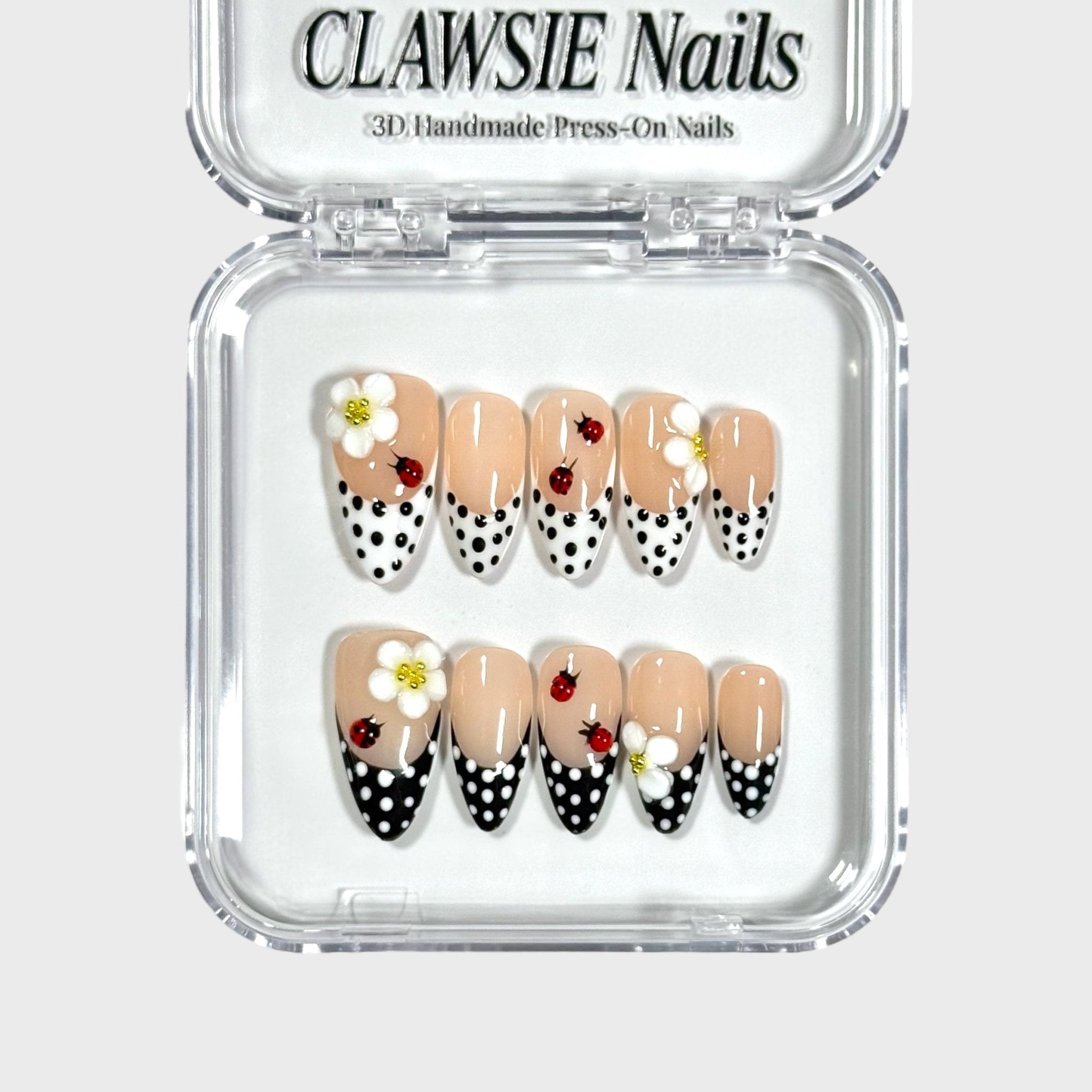 Ladybug | 3D Handmade Reusable Press - on Nails | CLAWSIE Nails