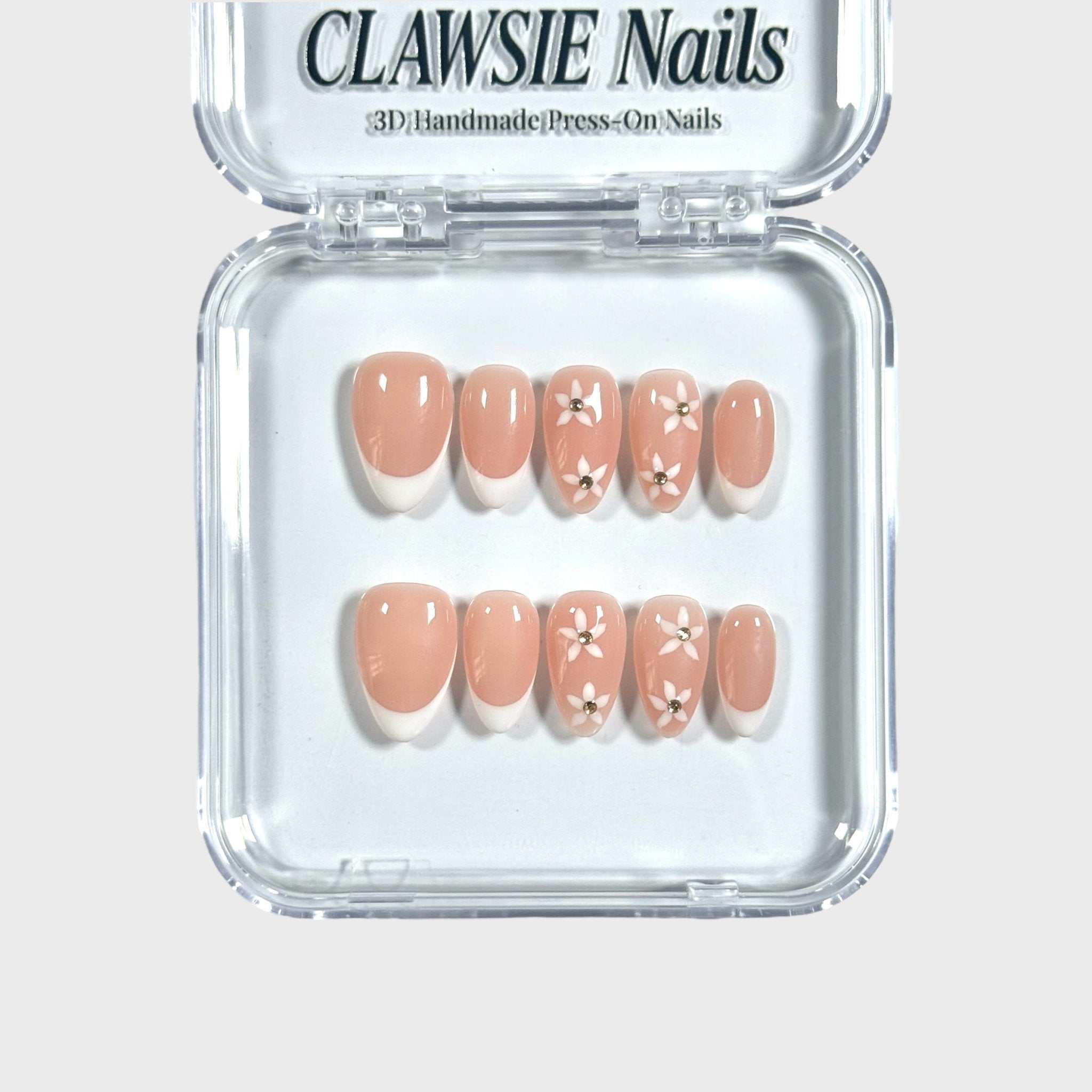 Milk blossom | 3D Handmade Reusable Press - on Nails | CLAWSIE Nails