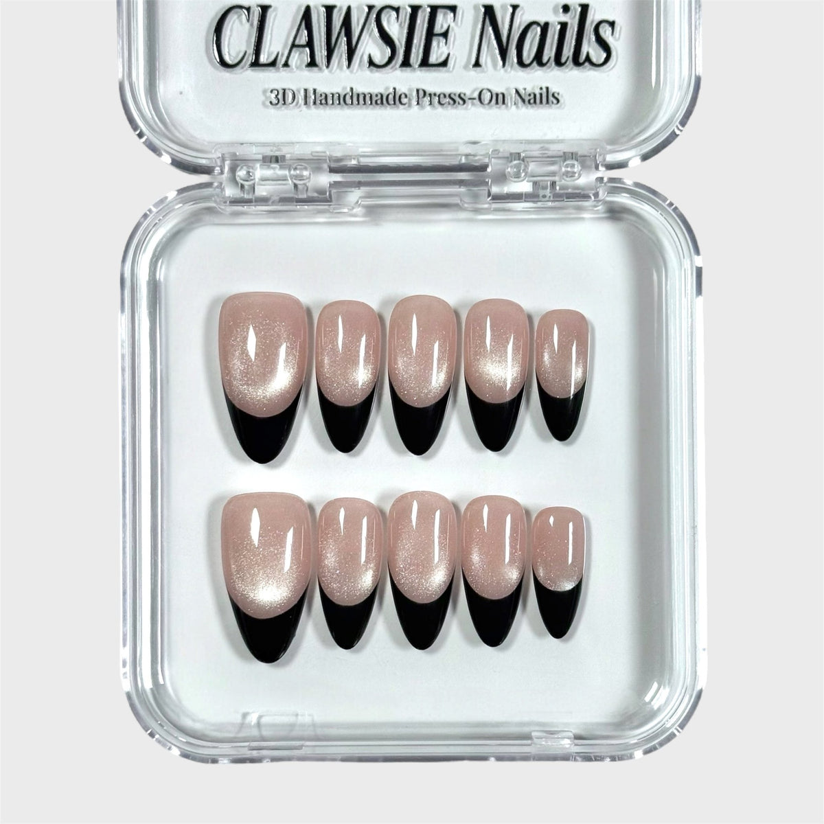 Noir Silk | 3D Handmade Reusable Press-on Nails | CLAWSIE Nails