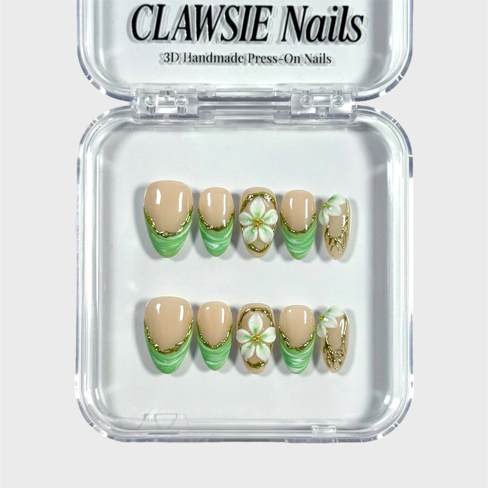 Palm Bloom | 3D Handmade Reusable Press-on Nails | CLAWSIE Nails