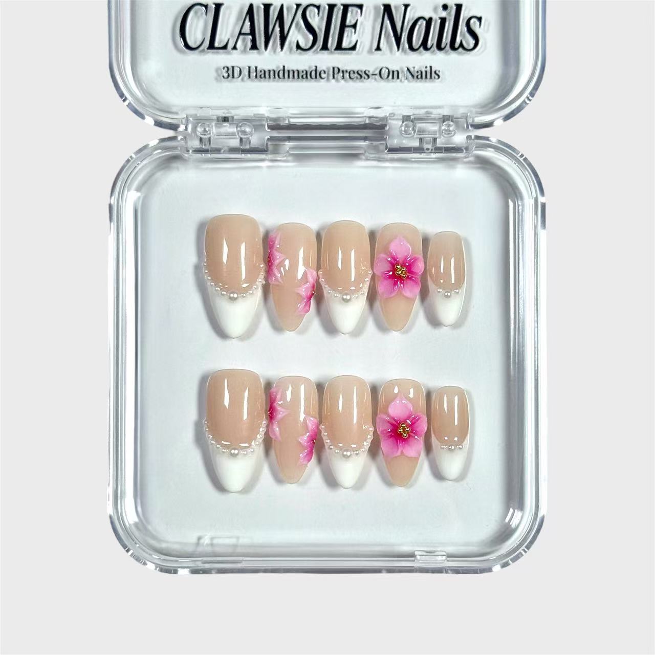 Petal veil | 3D Handmade Reusable Press - on Nails | CLAWSIE Nails
