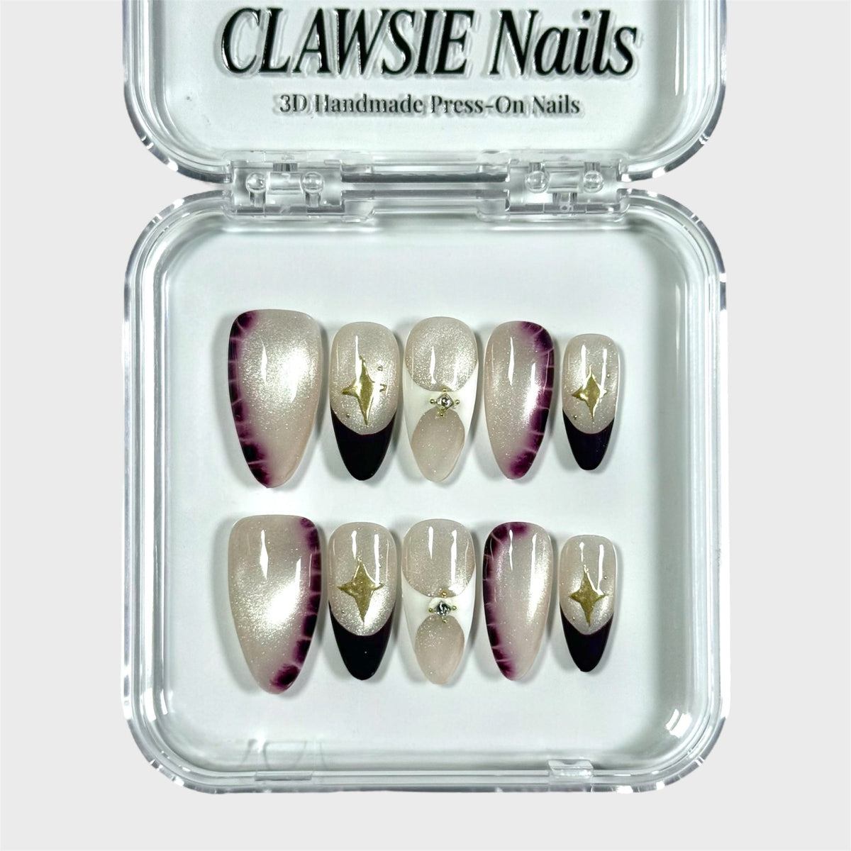Plum Silk | 3D Handmade Reusable Press-on Nails | CLAWSIE Nails